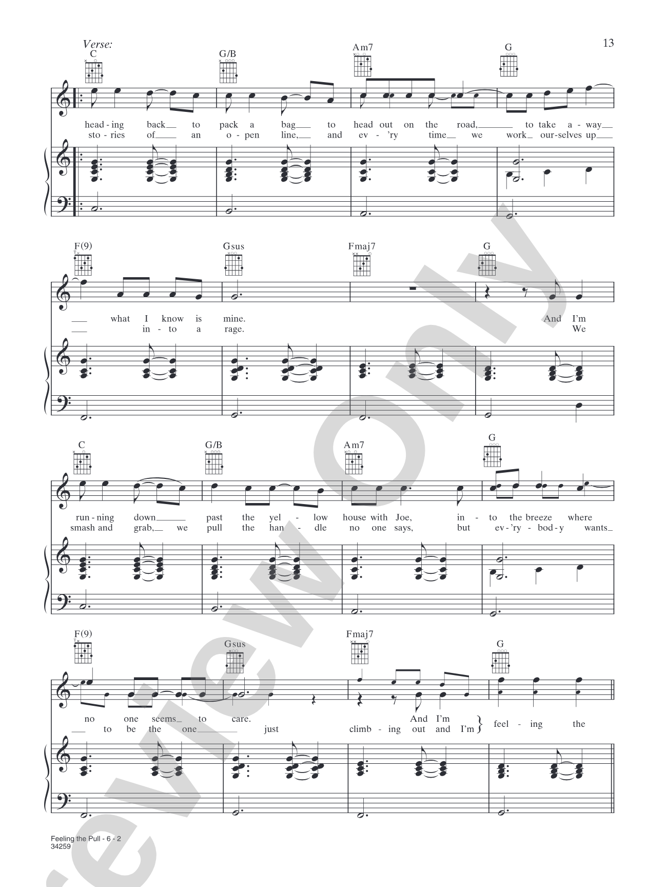 Feeling the Pull: Piano/Vocal/Chords