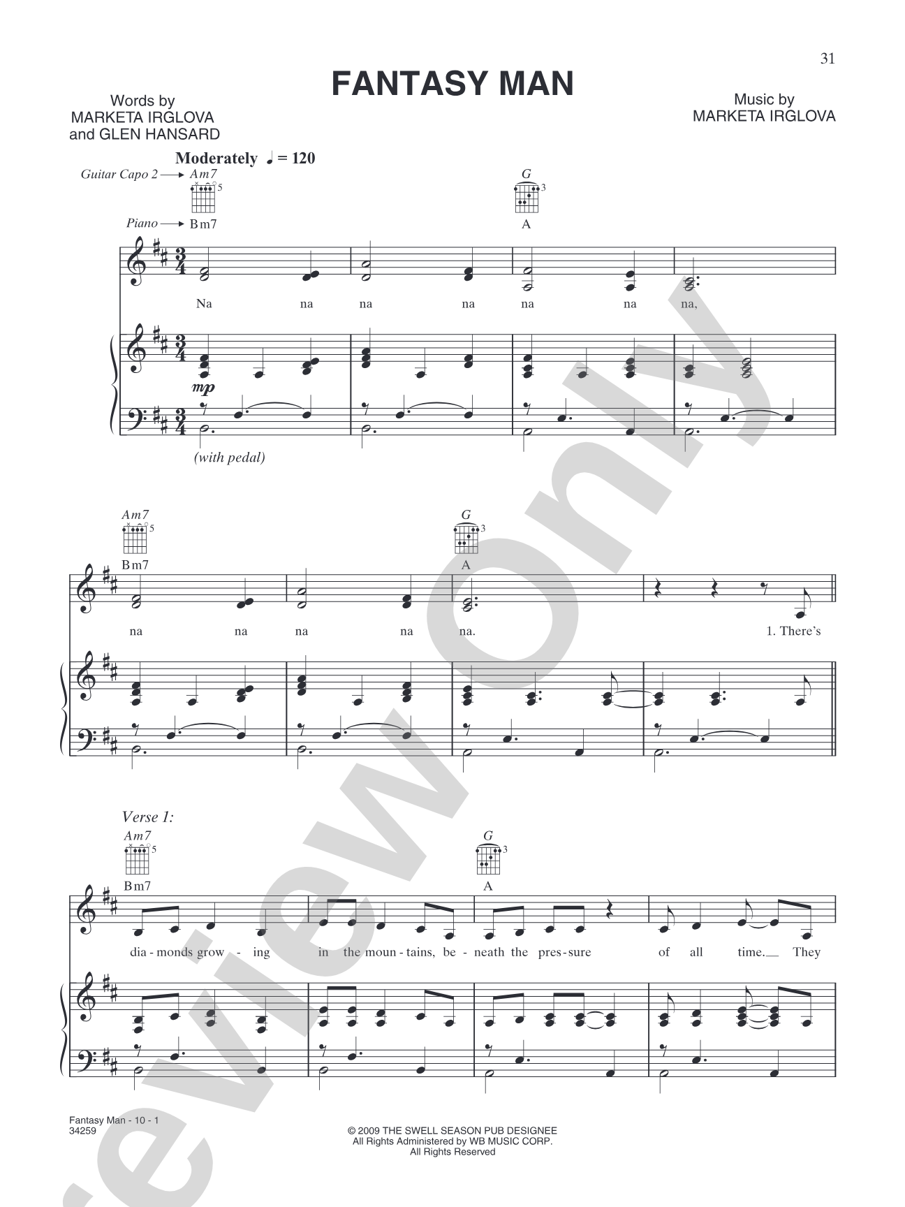 Fantasy Man: Piano/Vocal/Chords