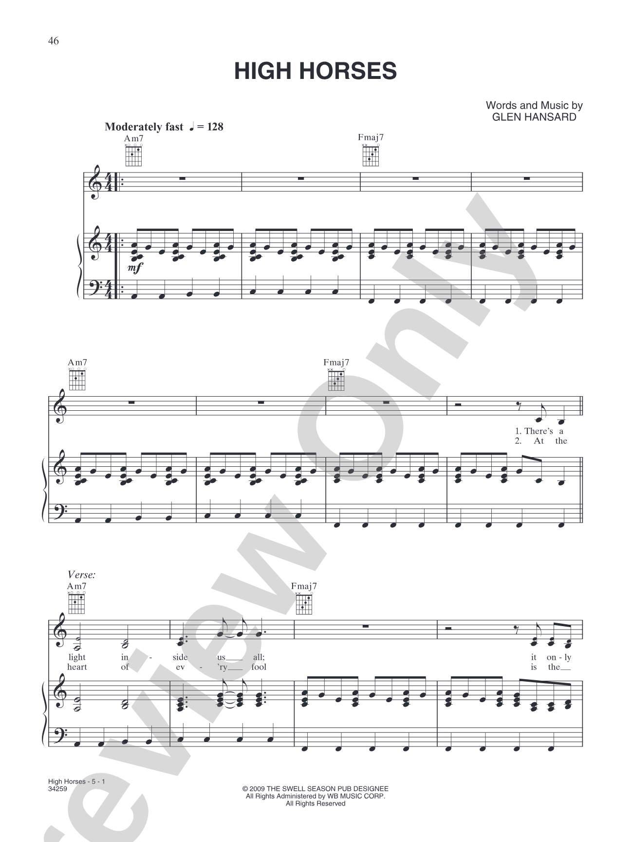High Horses: Piano/Vocal/Chords