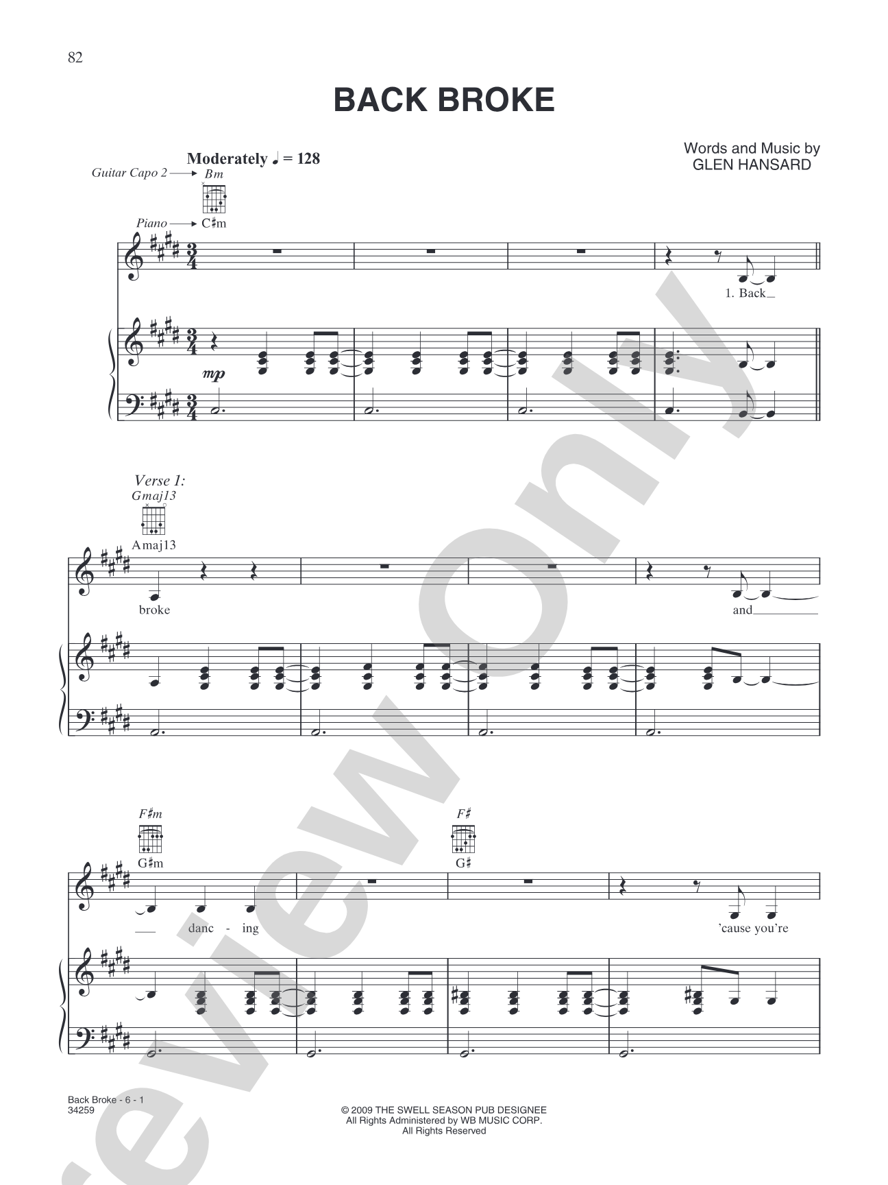 Back Broke: Piano/Vocal/Chords