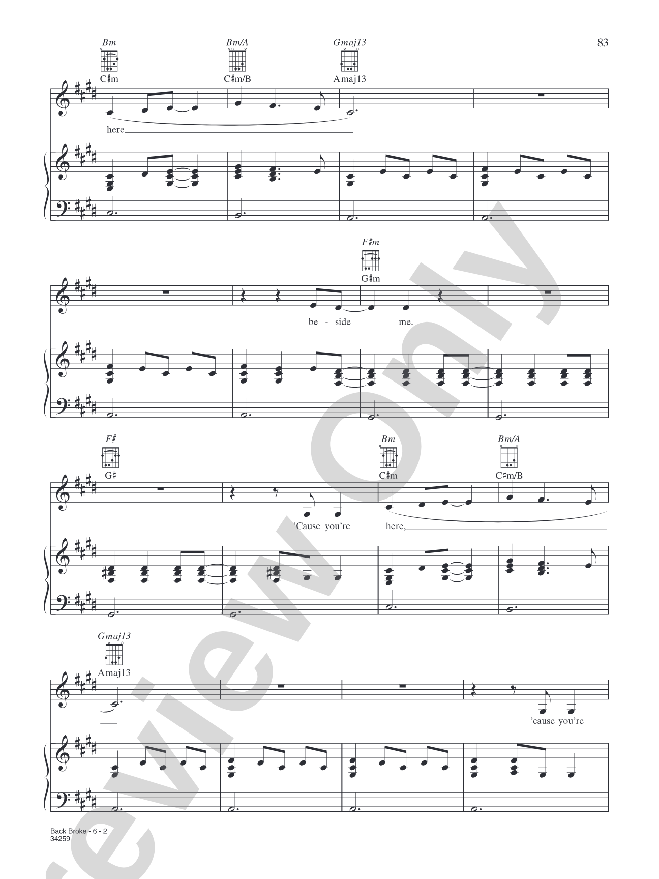 Back Broke: Piano/Vocal/Chords