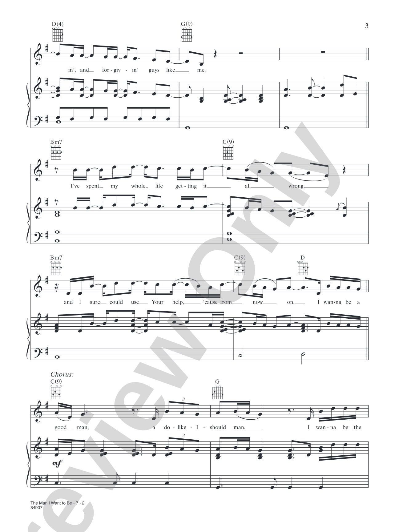 The Man I Want to Be: Piano/Vocal/Chords