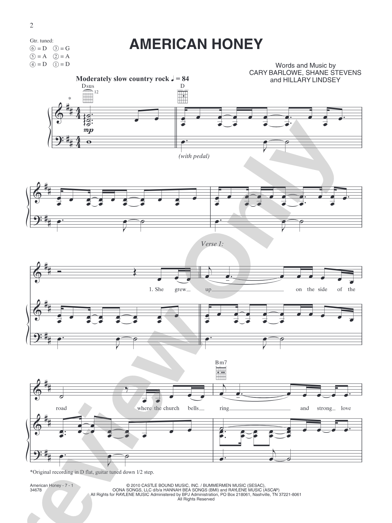 American Honey: Piano/Vocal/Chords