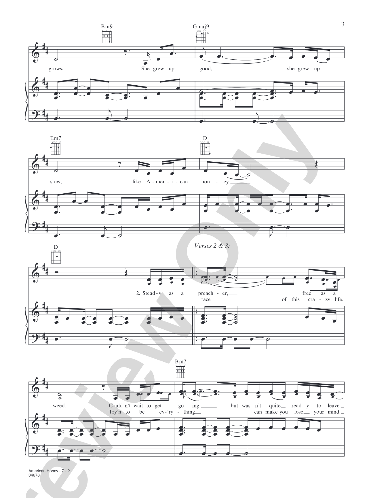 American Honey: Piano/Vocal/Chords