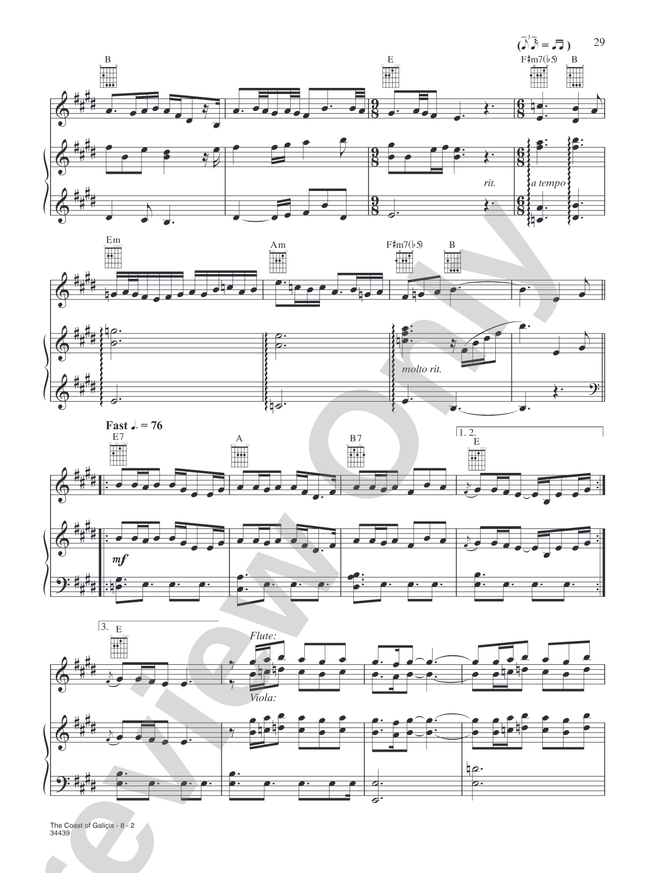 The Coast of Galicia: Piano/Vocal/Chords
