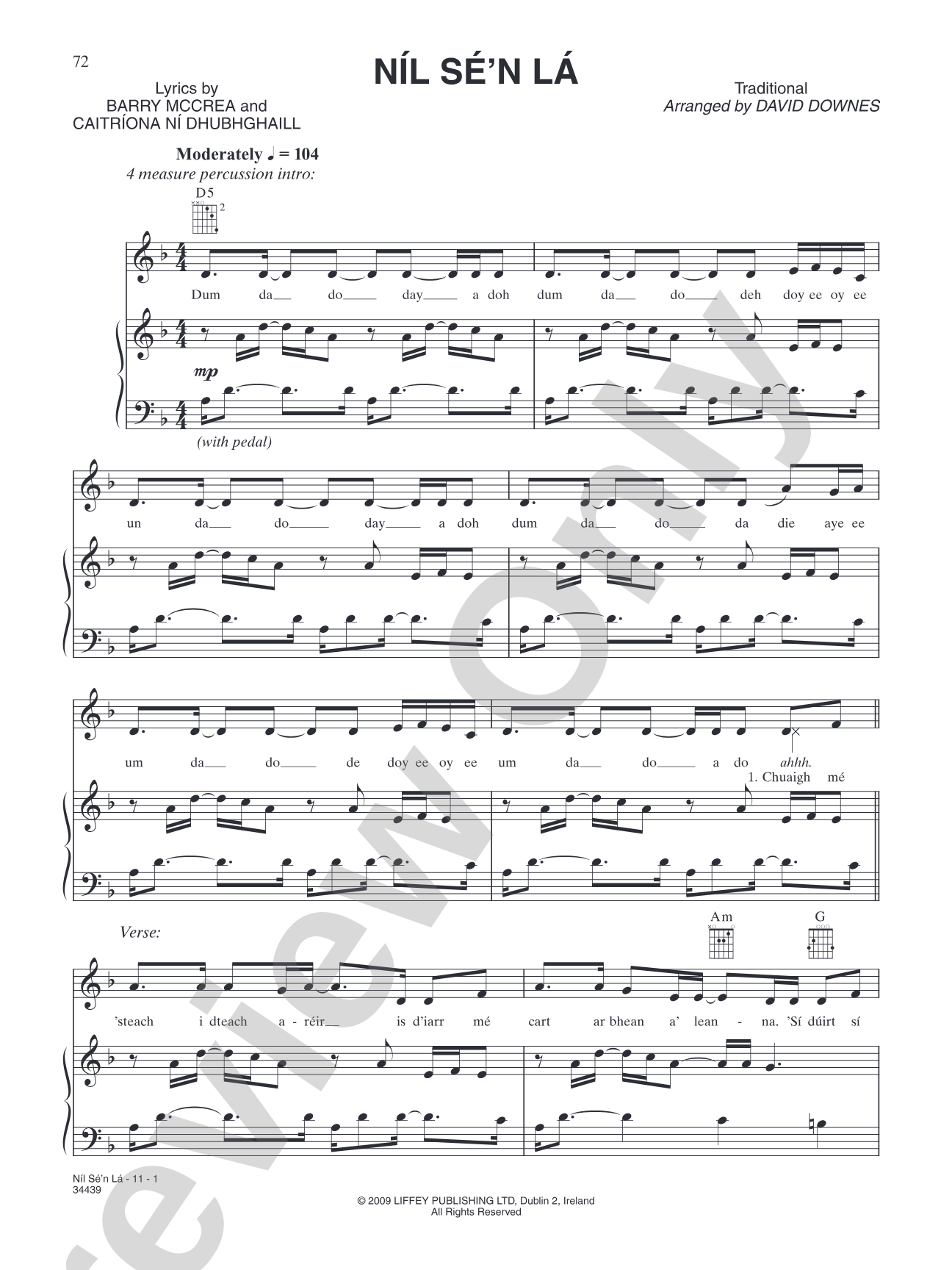 Nil Se'n La: Piano/Vocal/Chords