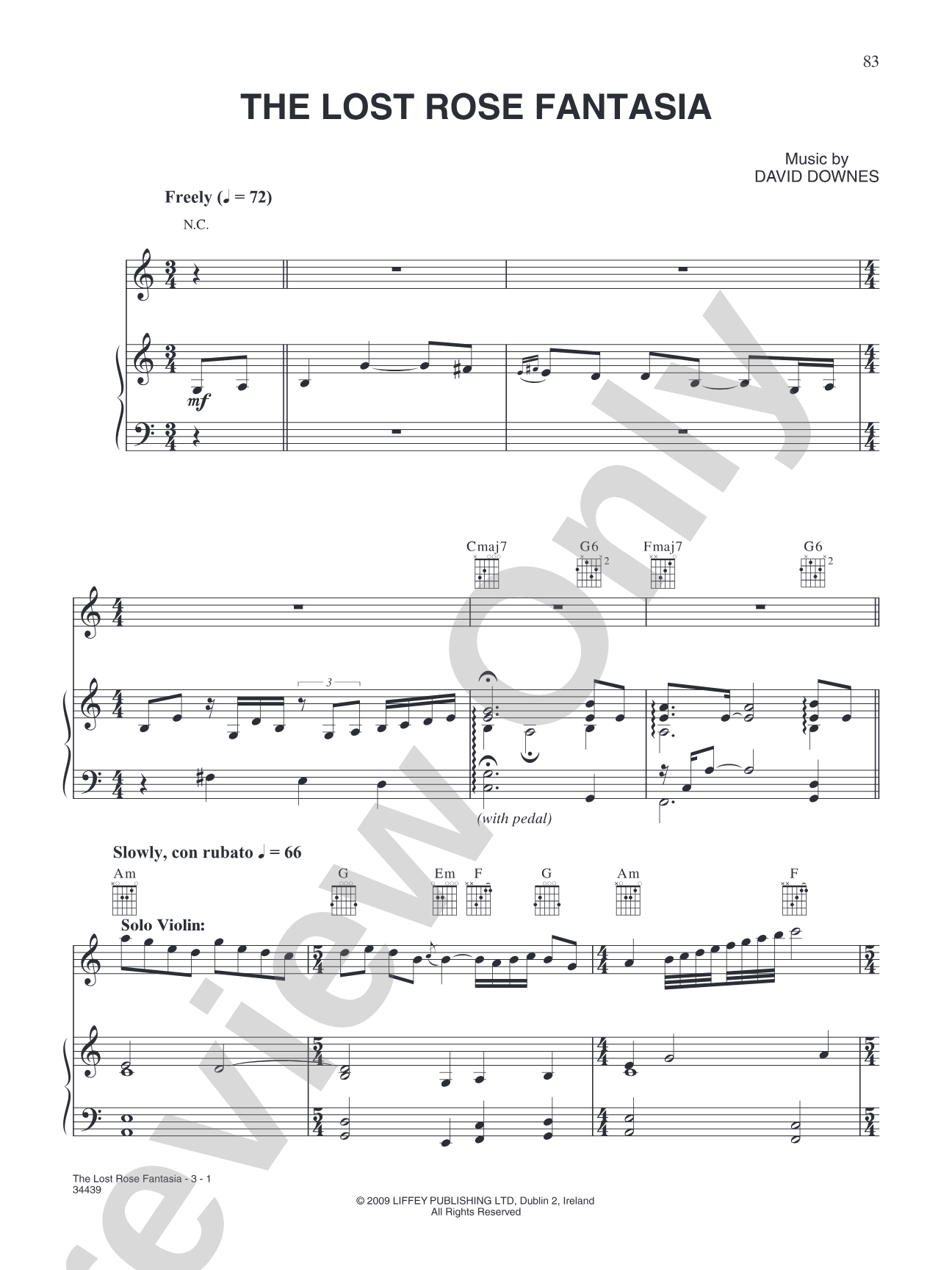 The Lost Rose Fantasia: Piano/Vocal/Chords