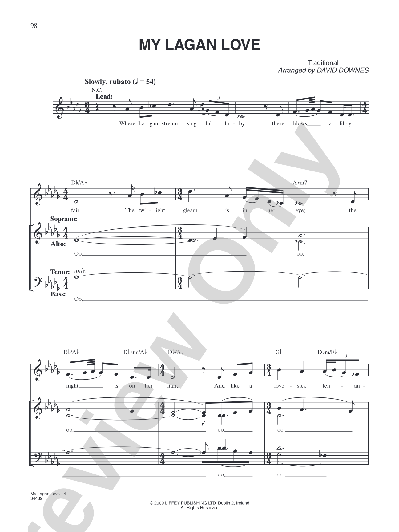 My Lagan Love: Piano/Vocal/Chords