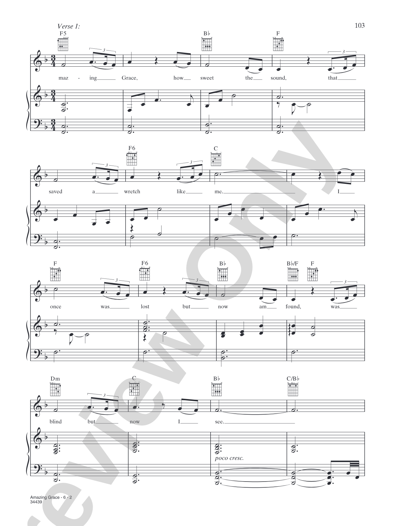 Amazing Grace: Piano/Vocal/Chords