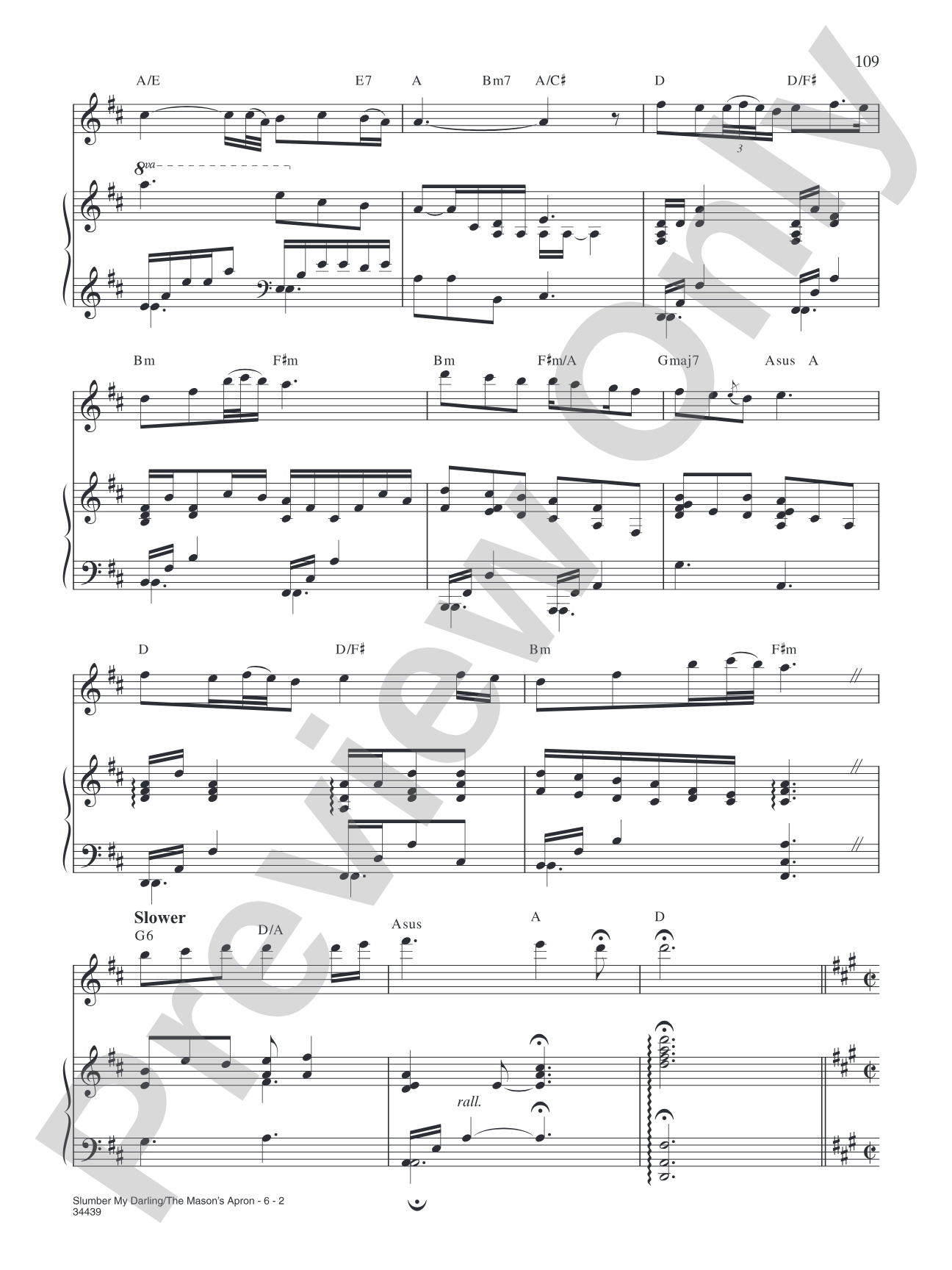 Slumber My Darling: Piano/Vocal/Chords