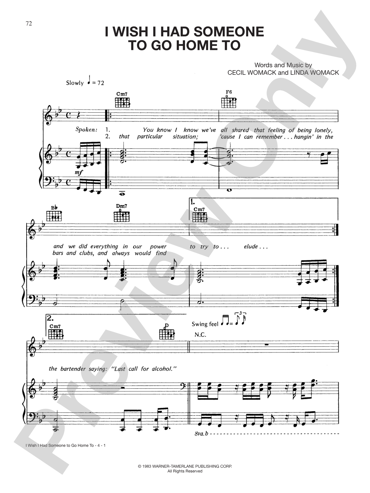 I Wish I Had Someone to Go Home To: Piano/Vocal/Chords