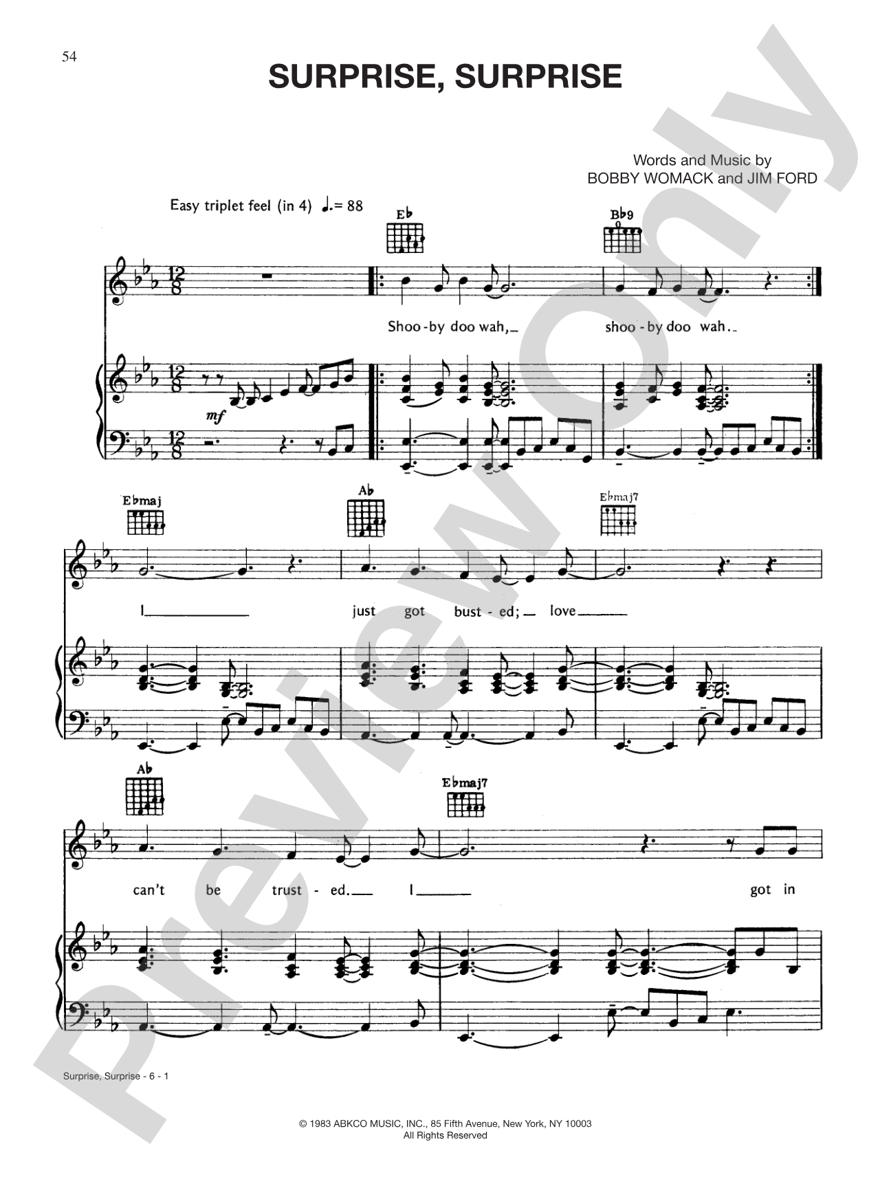 Surprise, Surprise: Piano/Vocal/Chords