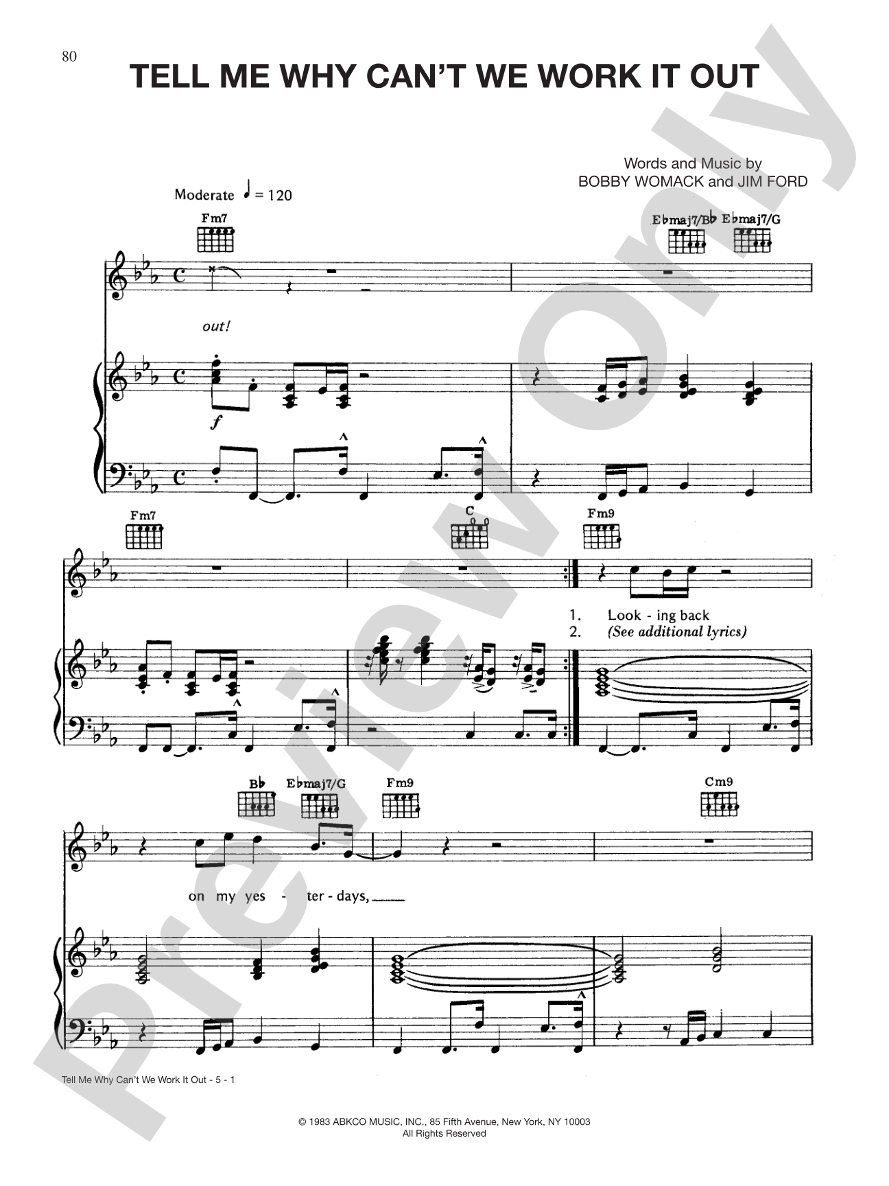 Tell Me Why (Can't We Work it Out): Piano/Vocal/Chords