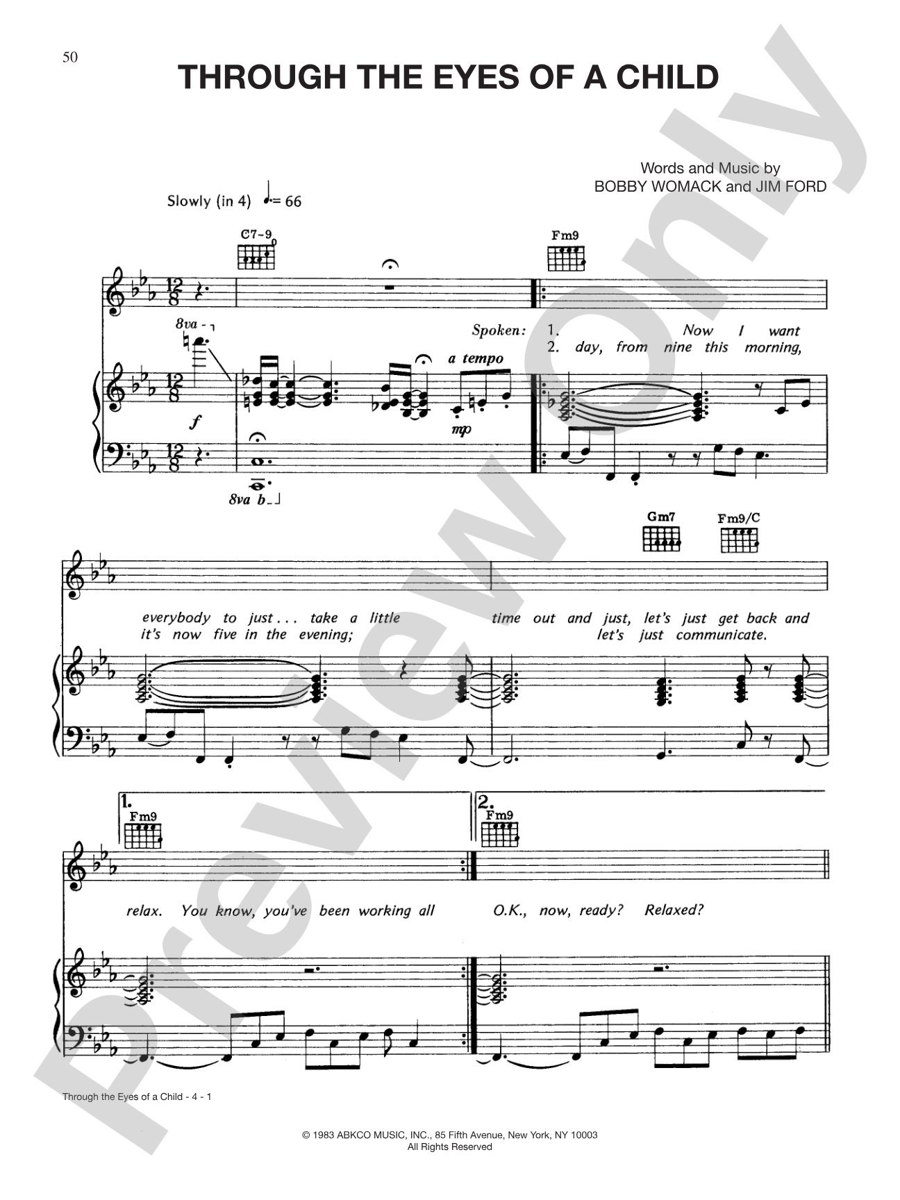 Through the Eyes of a Child: Piano/Vocal/Chords