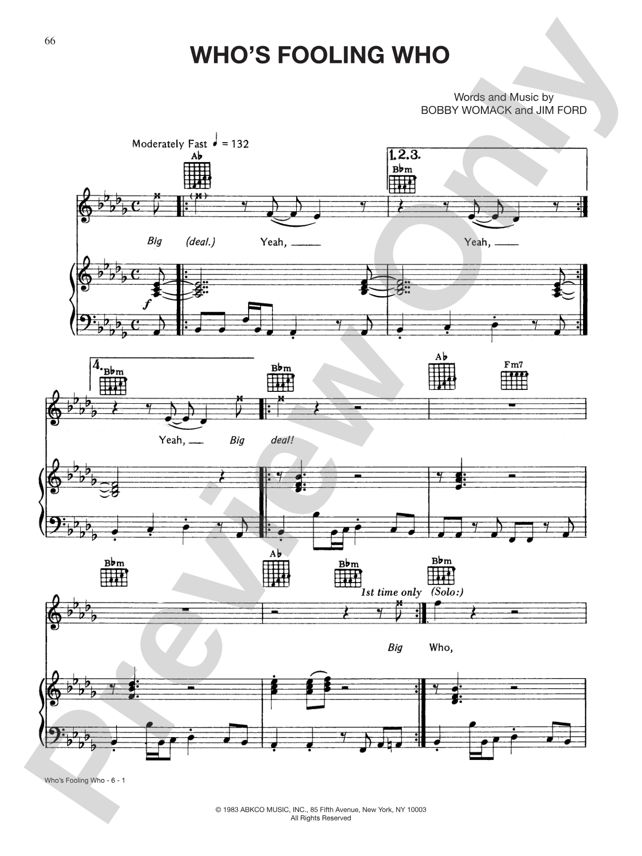 Who's Fooling Who: Piano/Vocal/Chords