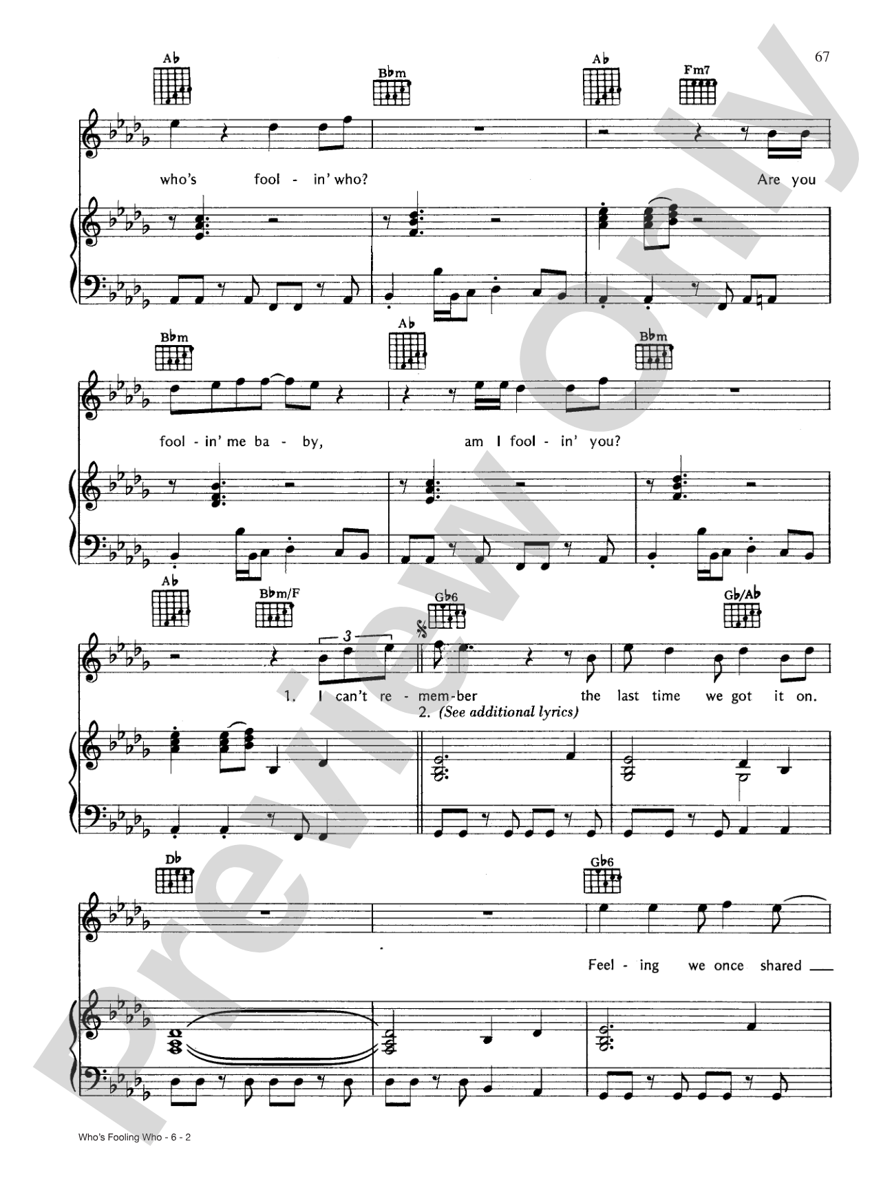 Who's Fooling Who: Piano/Vocal/Chords