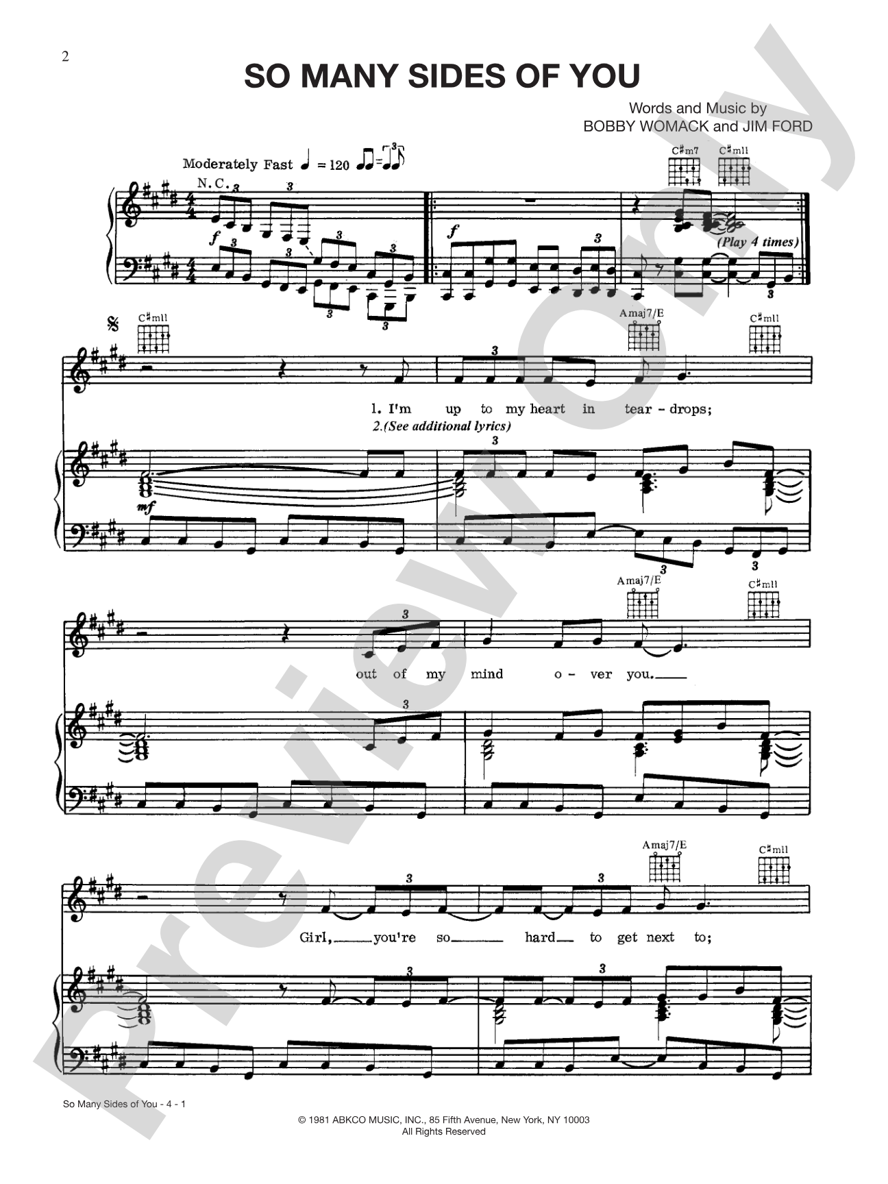 So Many Sides of You: Piano/Vocal/Chords