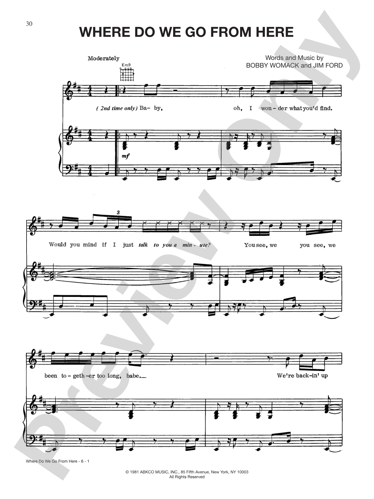 Where Do We Go From Here: Piano/Vocal/Chords