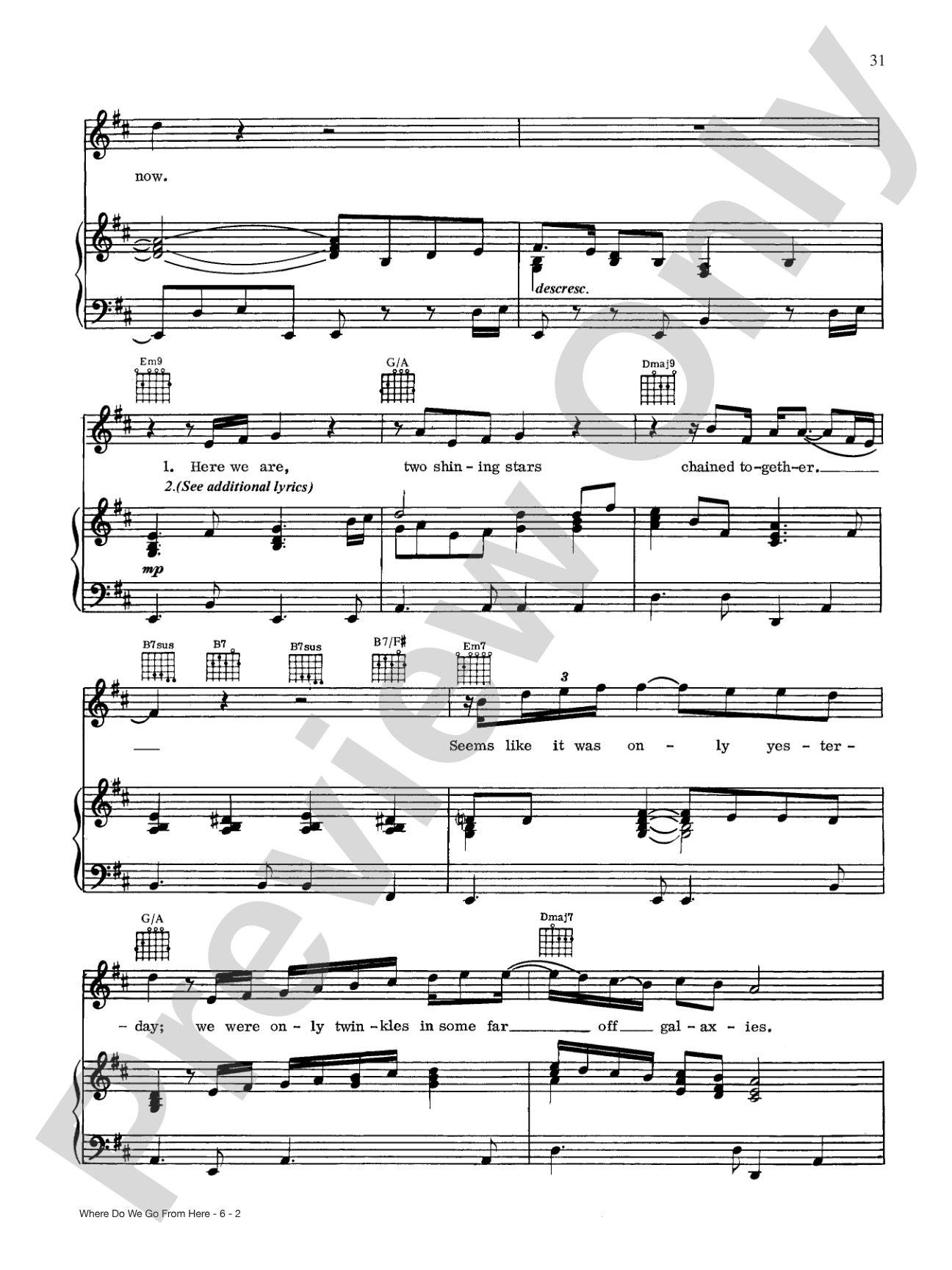 Where Do We Go From Here: Piano/Vocal/Chords