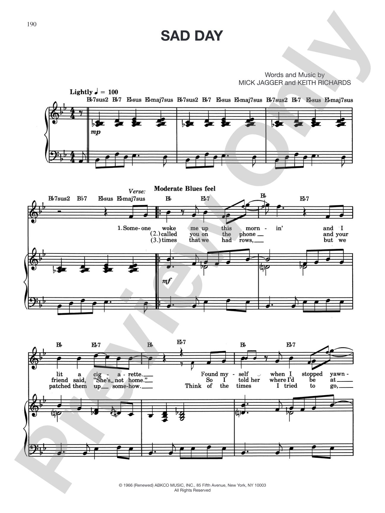 Sad Day: Piano/Vocal/Chords