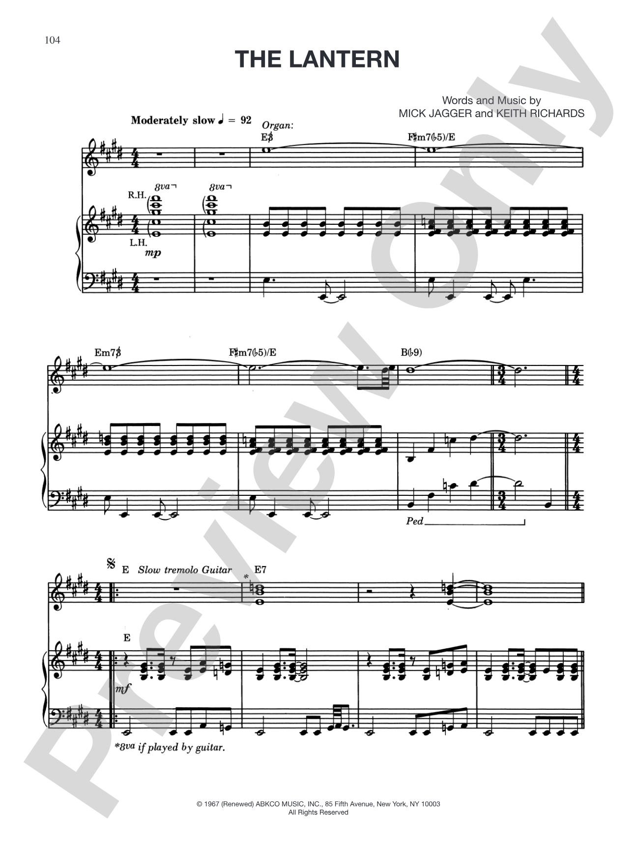 The Lantern: Piano/Vocal/Chords