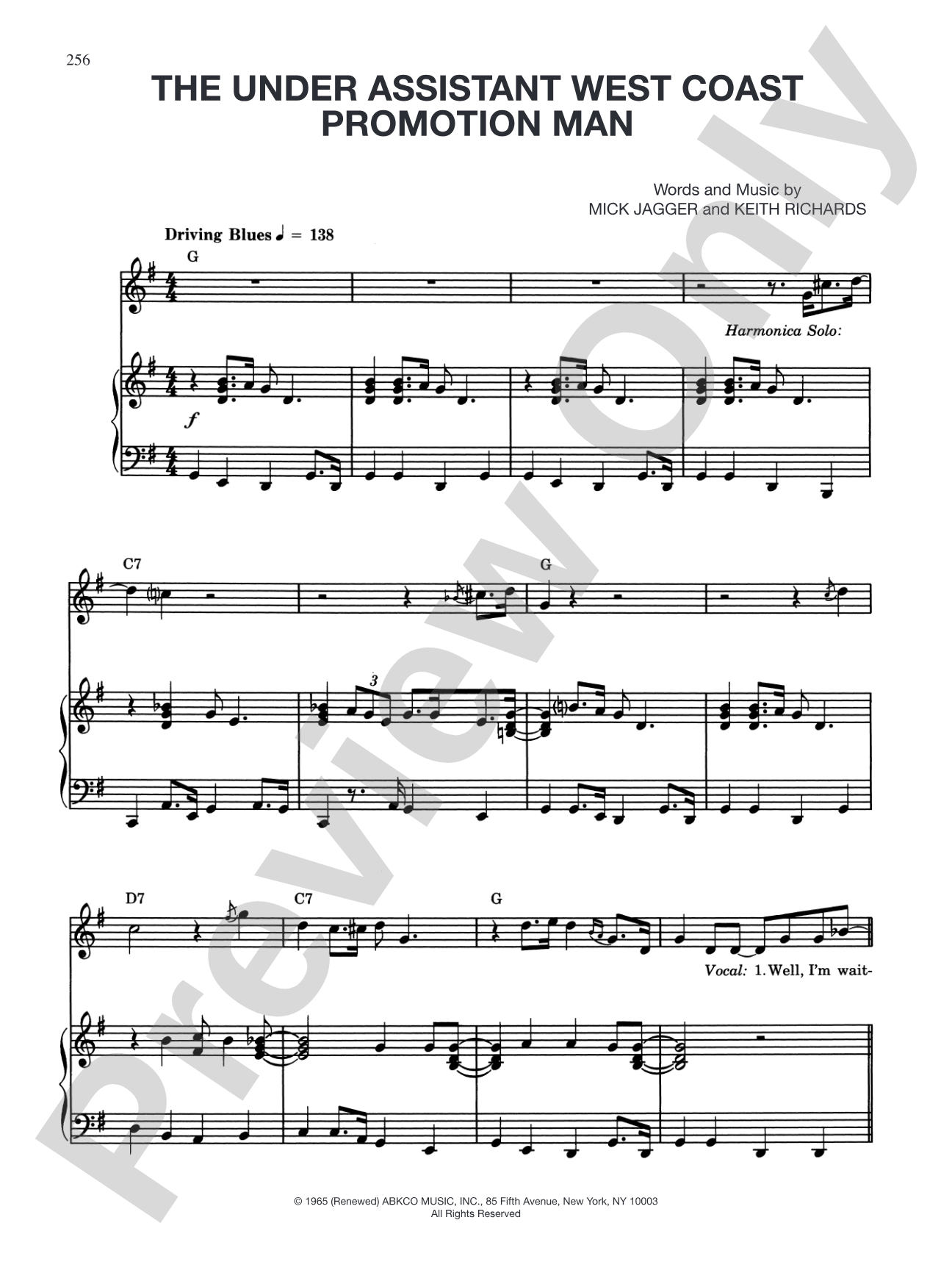 The Under Assistant West Coast Promotion Man: Piano/Vocal/Chords