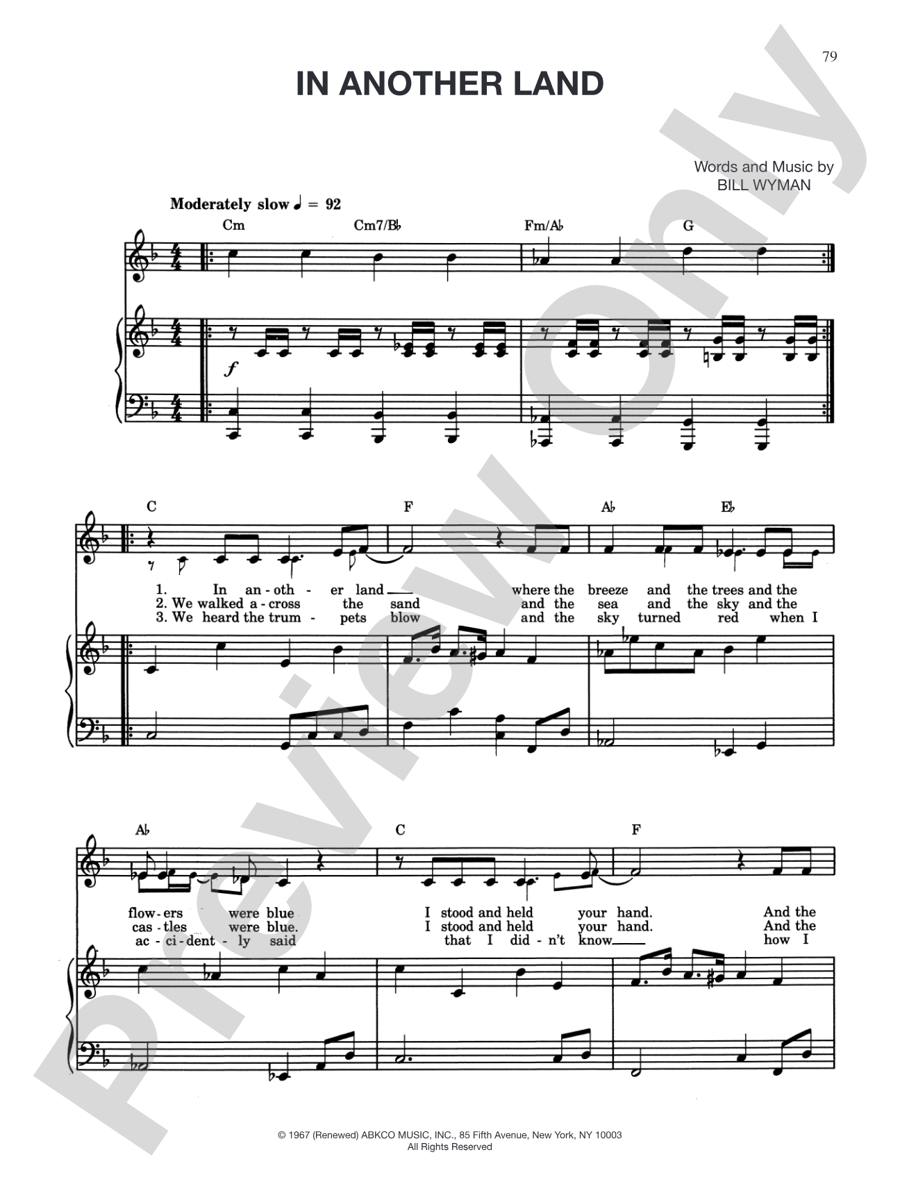 In Another Land: Piano/Vocal/Chords