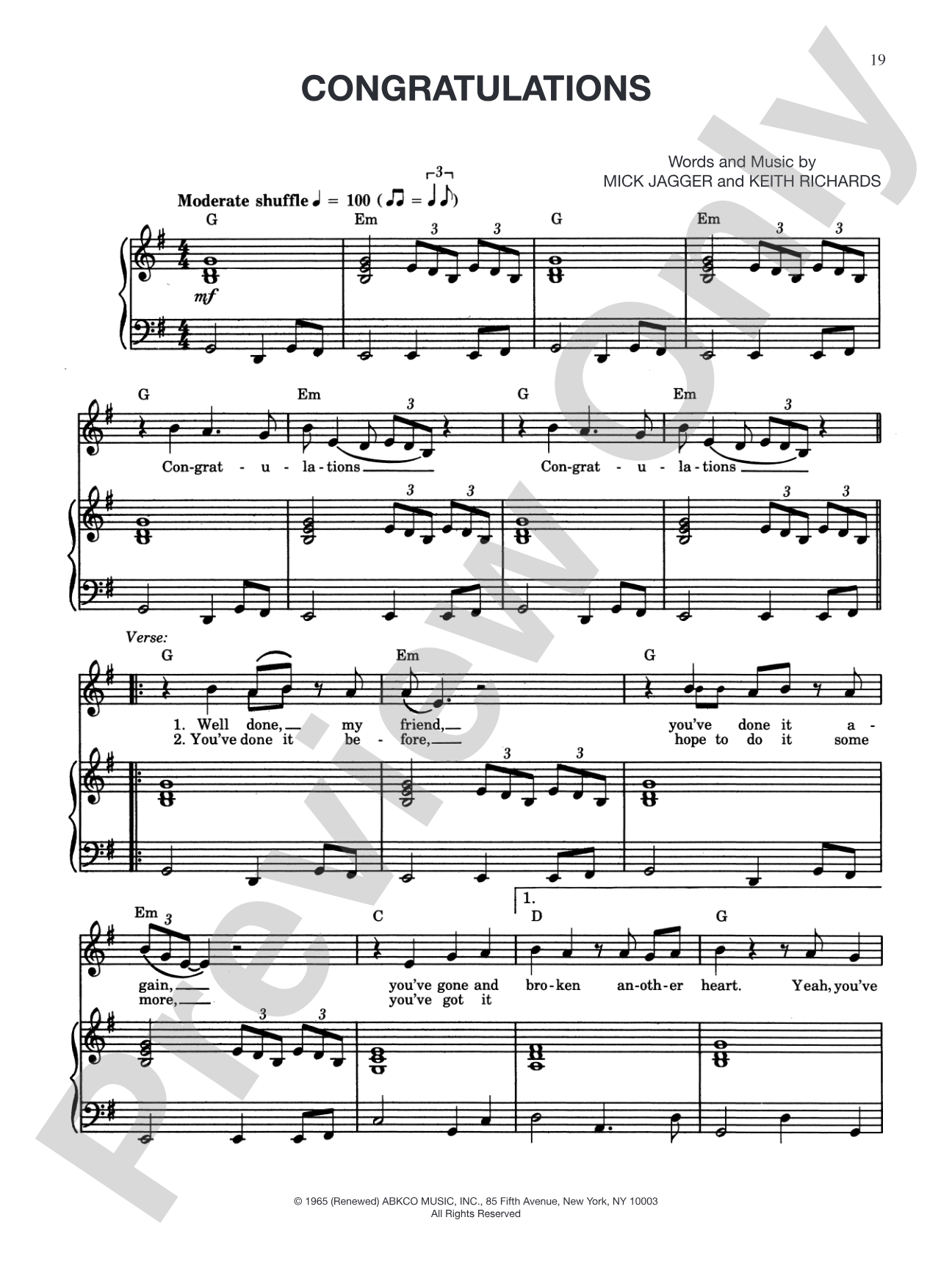 Congratulations: Piano/Vocal/Chords