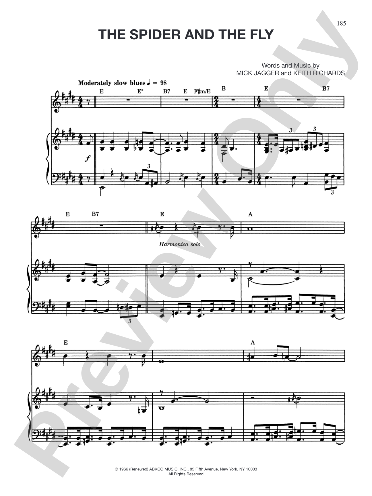Spider and the Fly: Piano/Vocal/Chords