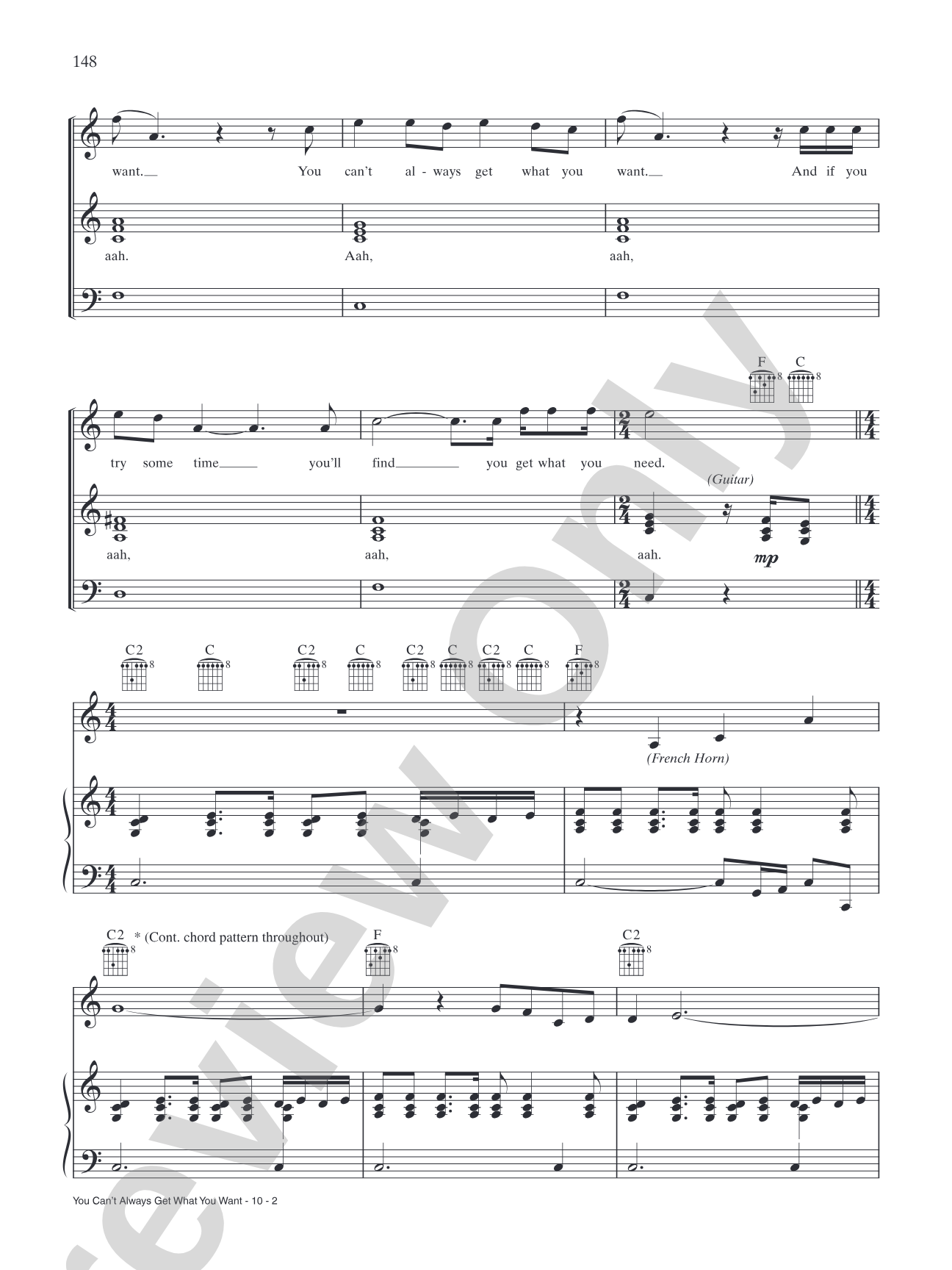 You Can't Always Get What You Want: Piano/Vocal/Chords