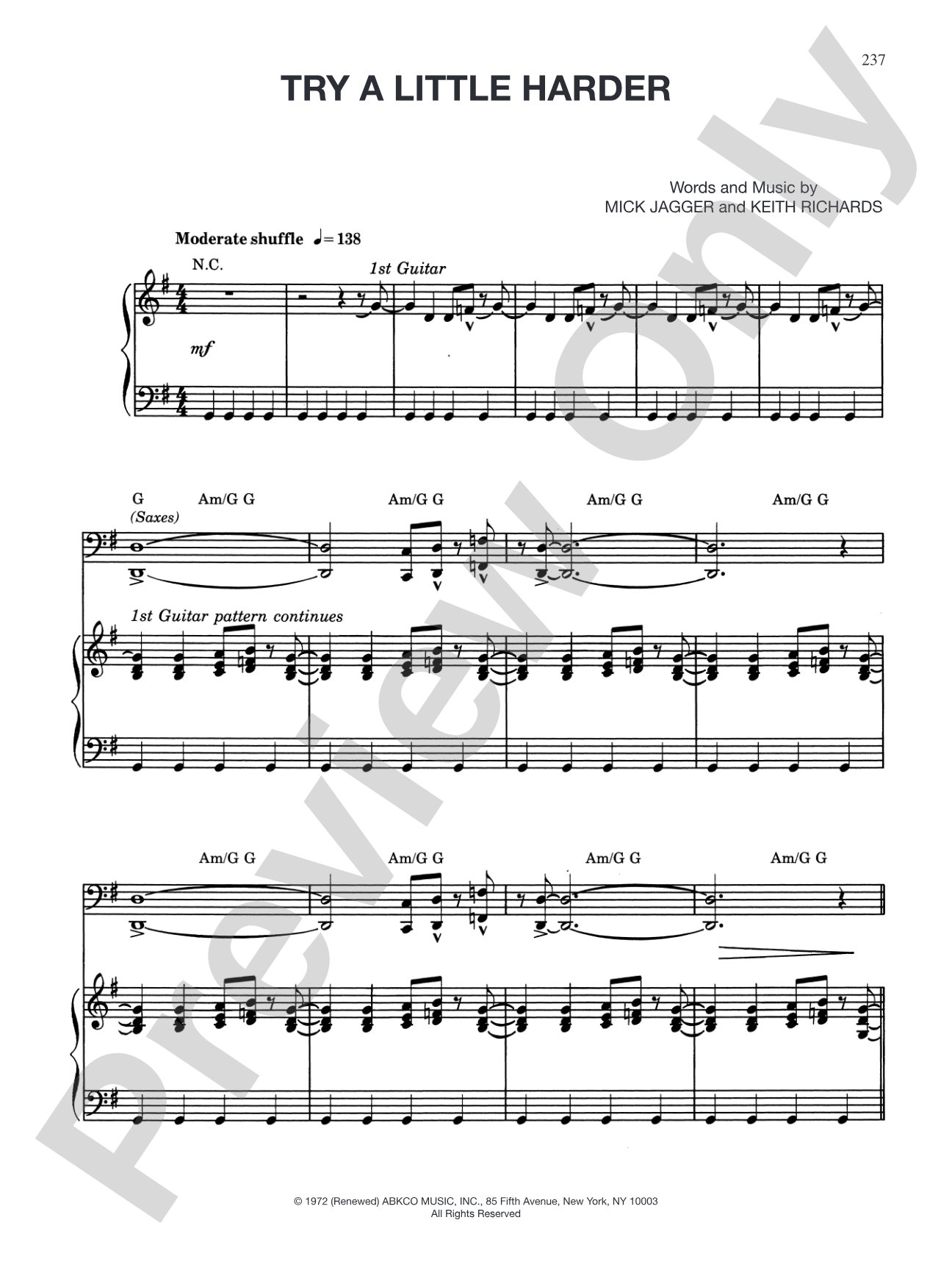 Try a Little Harder: Piano/Vocal/Chords