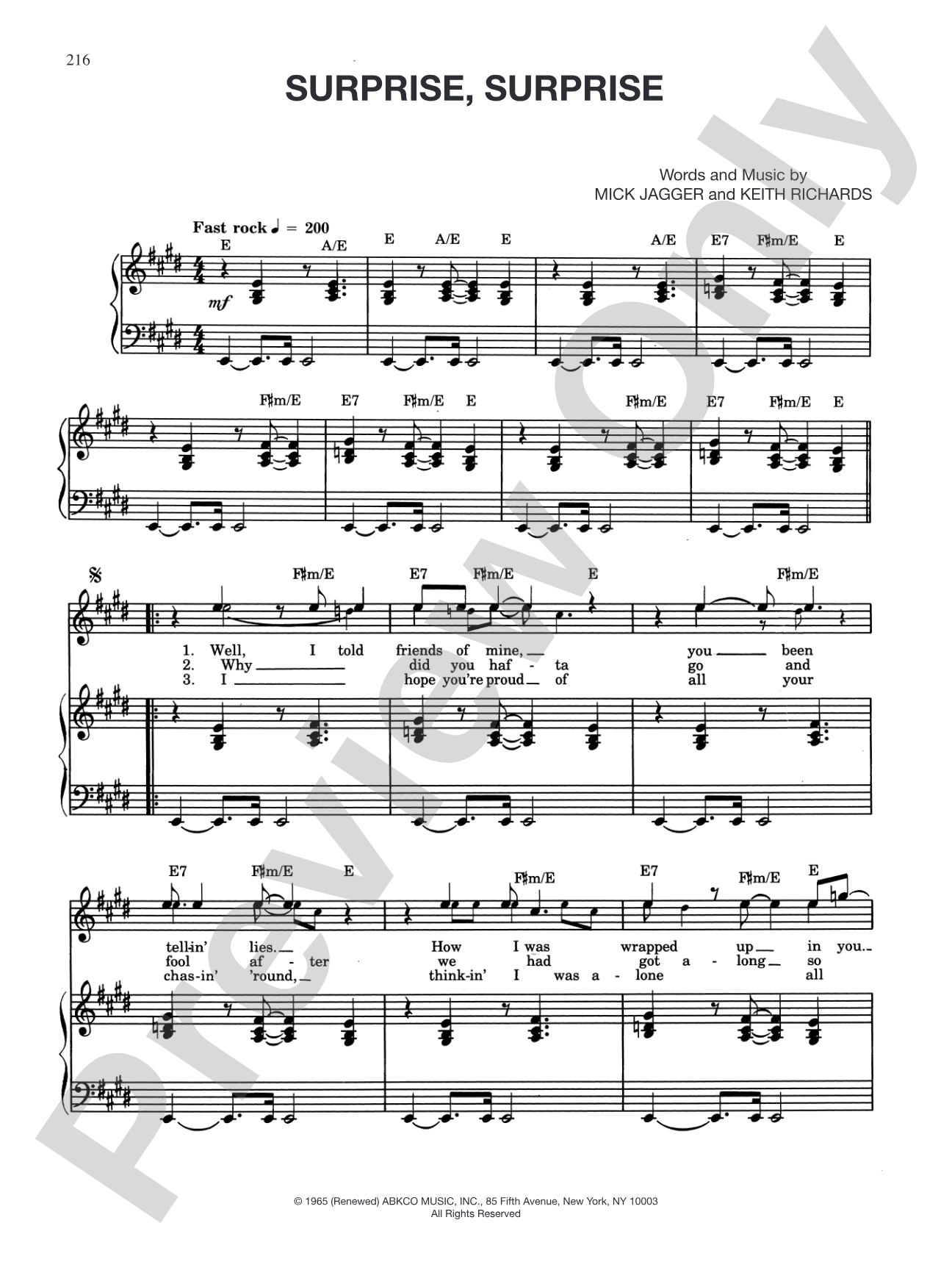 Surprise, Surprise: Piano/Vocal/Chords