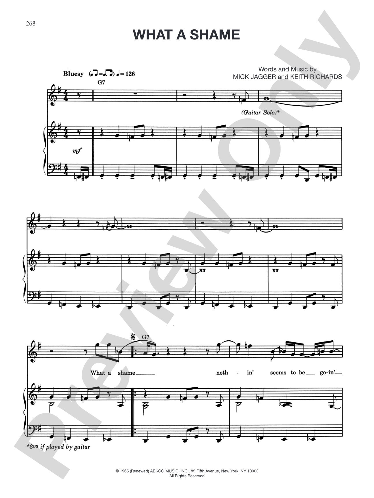 What a Shame: Piano/Vocal/Chords