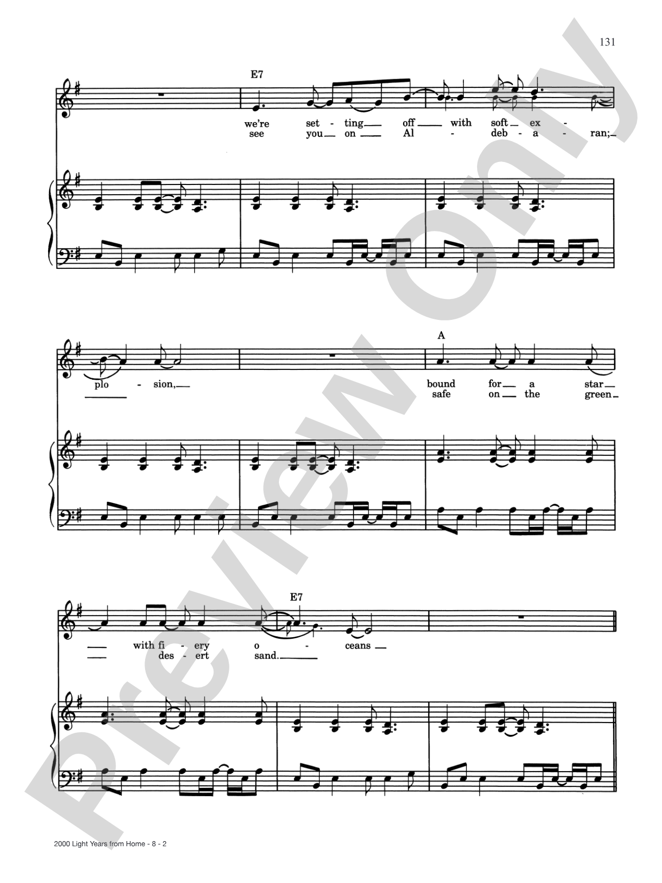 2000 Light Years From Home: Piano/Vocal/Chords