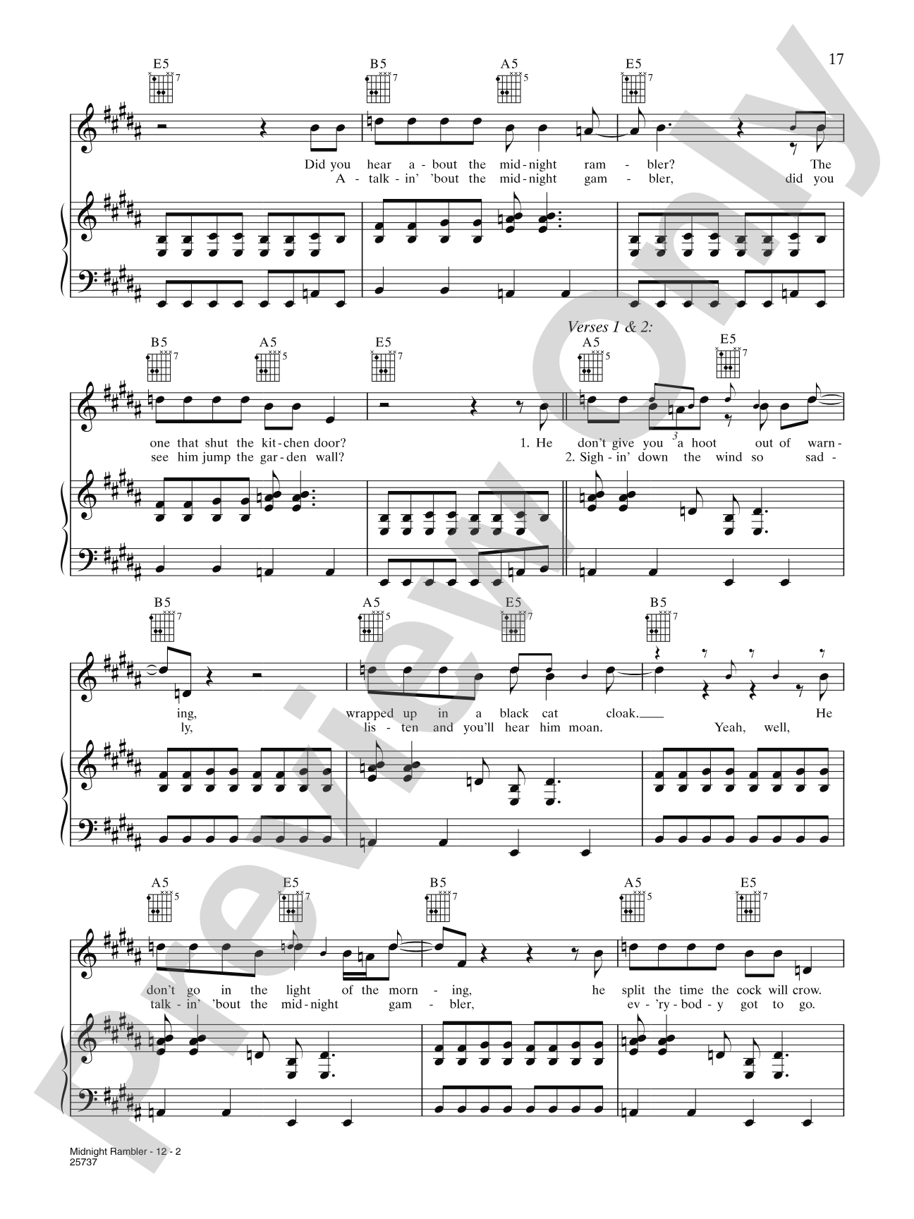 Midnight Rambler: Piano/Vocal/Chords