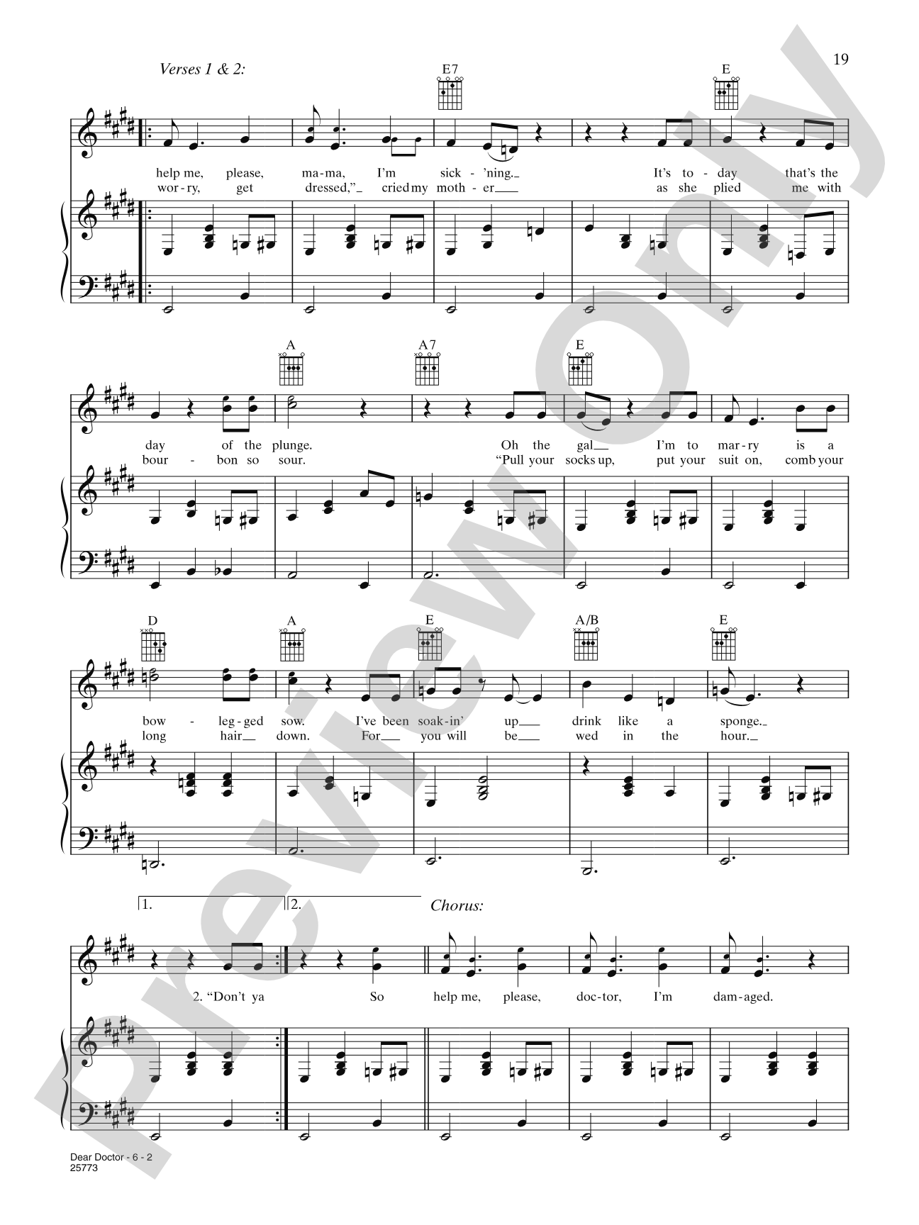 Dear Doctor: Piano/Vocal/Chords