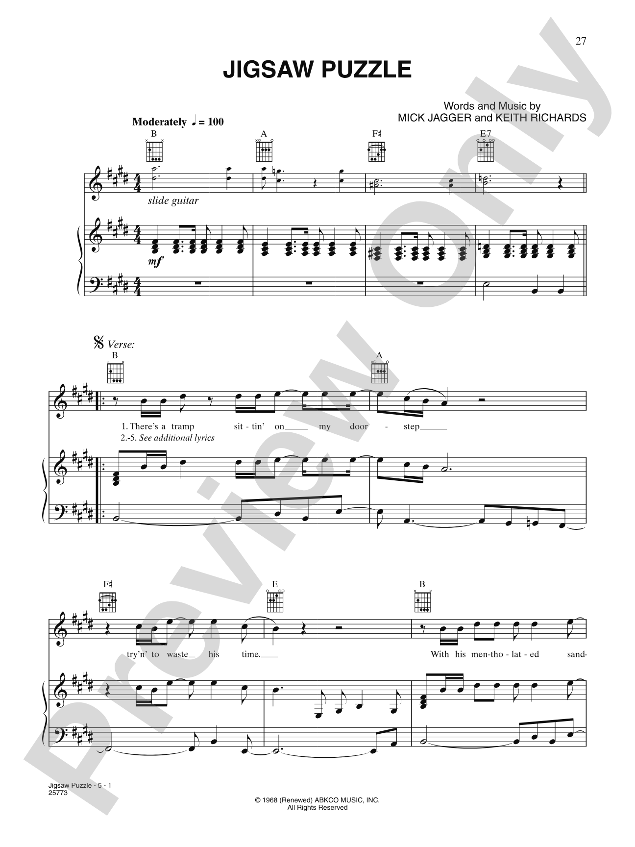 Jigsaw Puzzle: Piano/Vocal/Chords