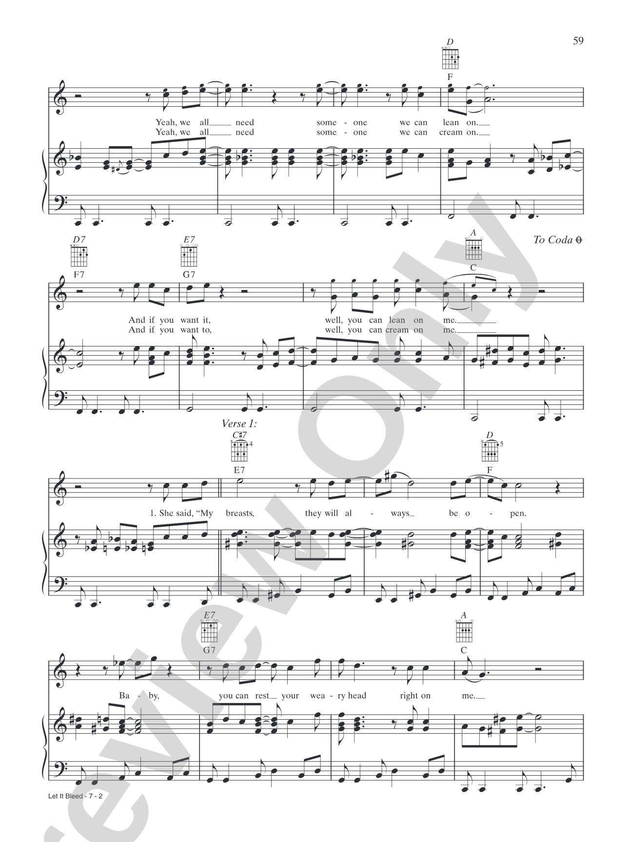 Let It Bleed: Piano/Vocal/Chords