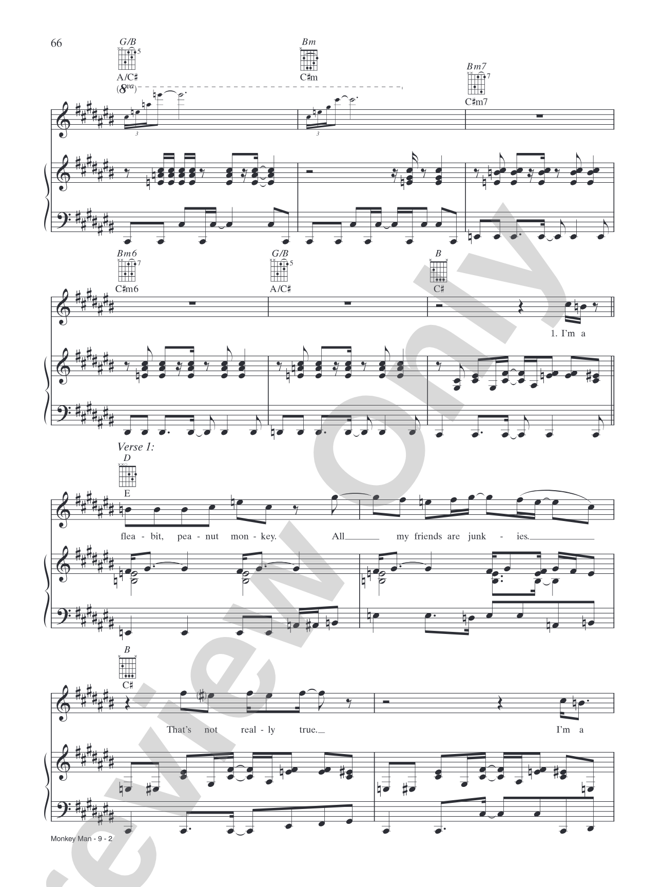 Monkey Man: Piano/Vocal/Chords