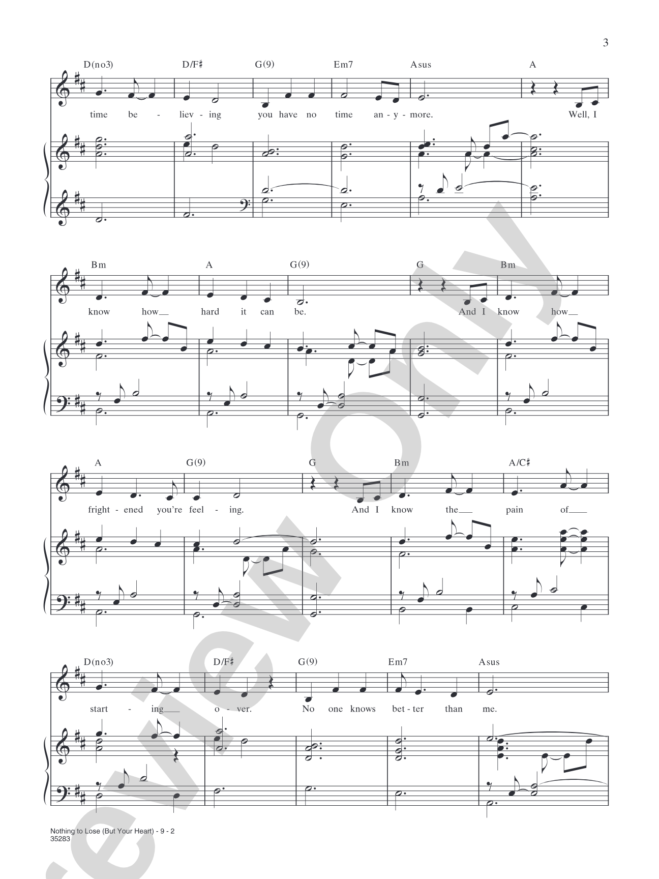 Nothing to Lose (but your heart): Piano/Vocal/Chords