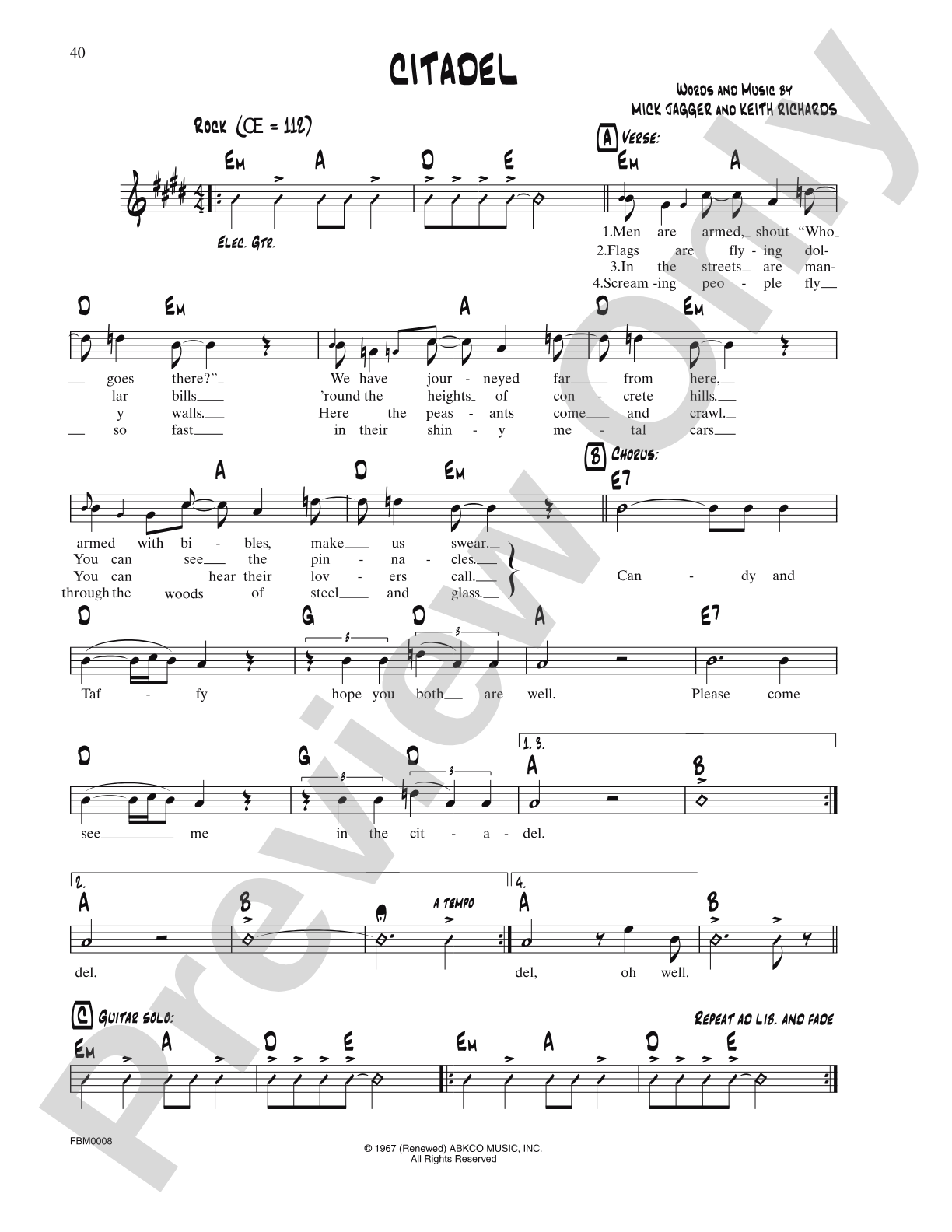 Citadel: Lead Sheet