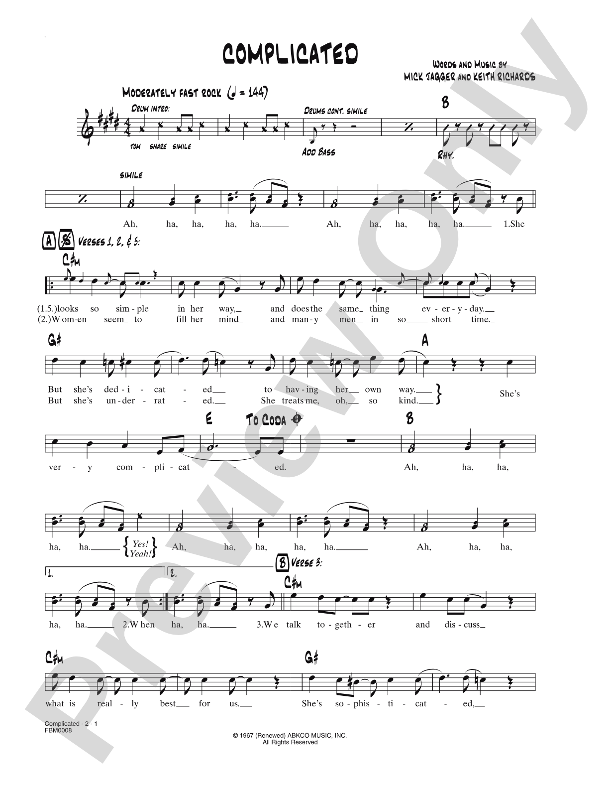 Complicated: Lead Sheet