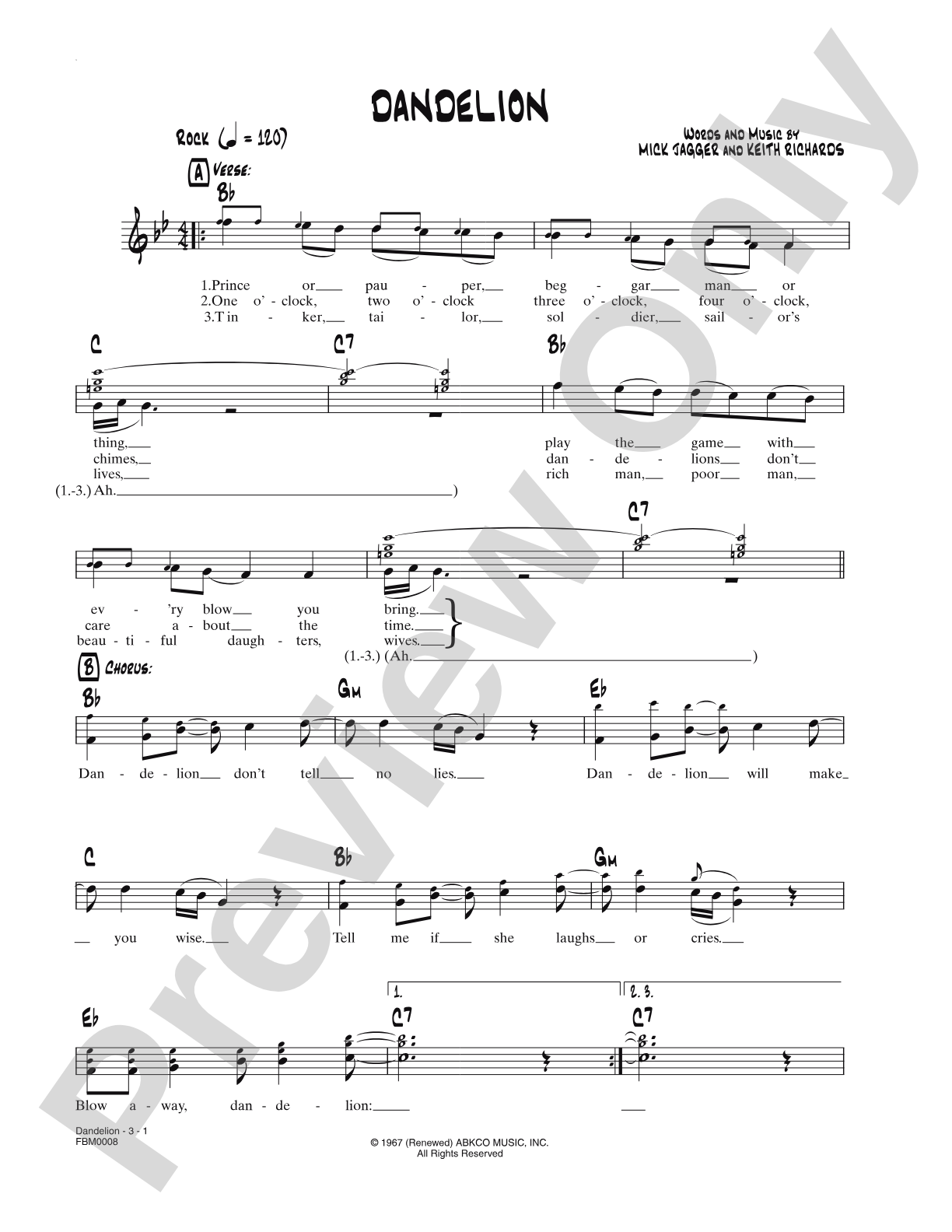 Dandelion: Lead Sheet