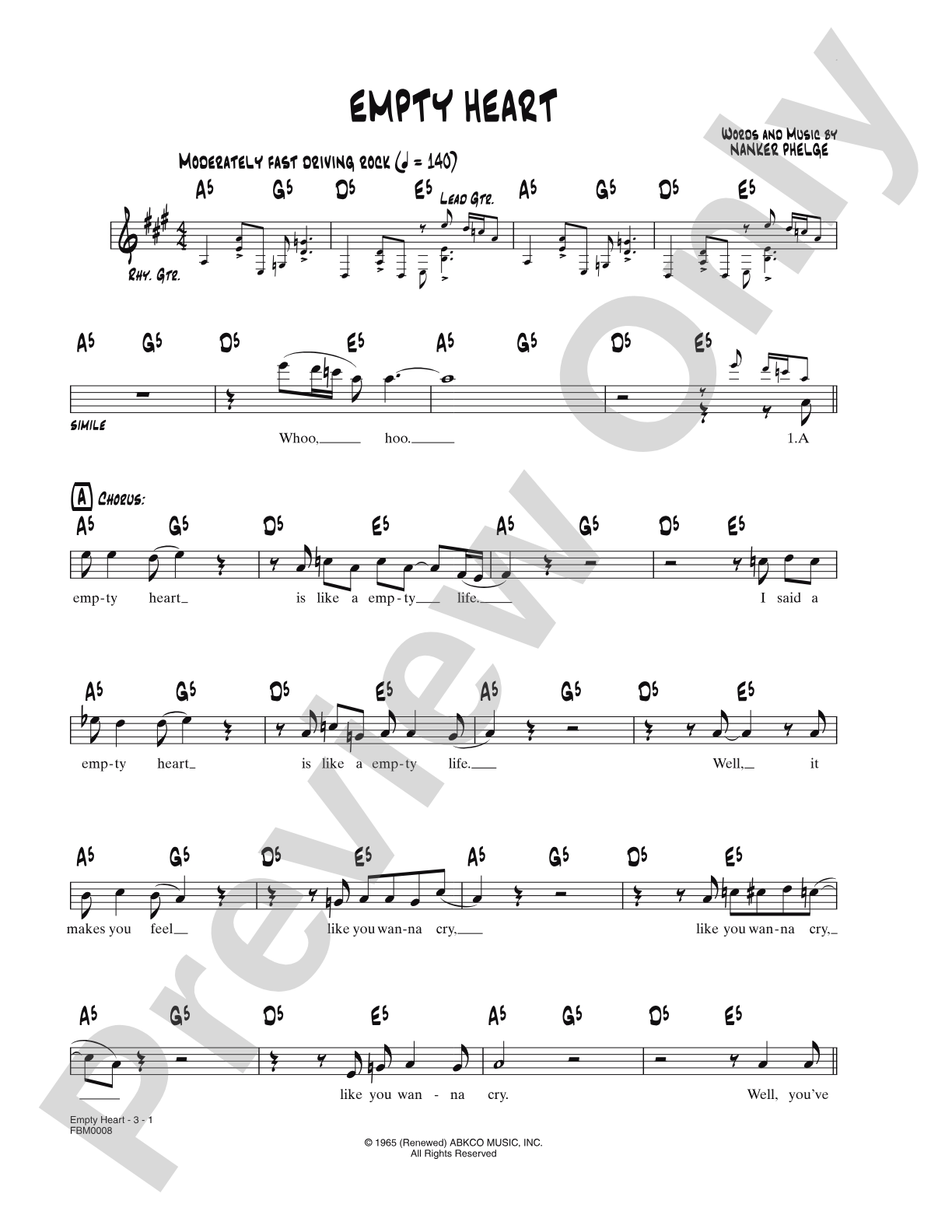 Empty Heart: Lead Sheet
