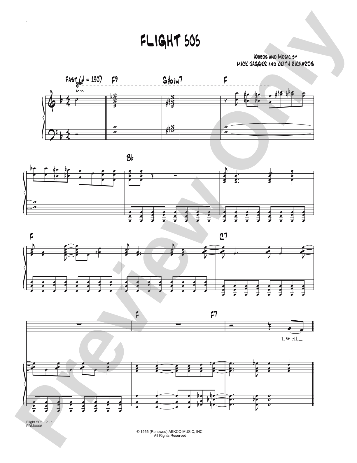 Flight 505: Lead Sheet