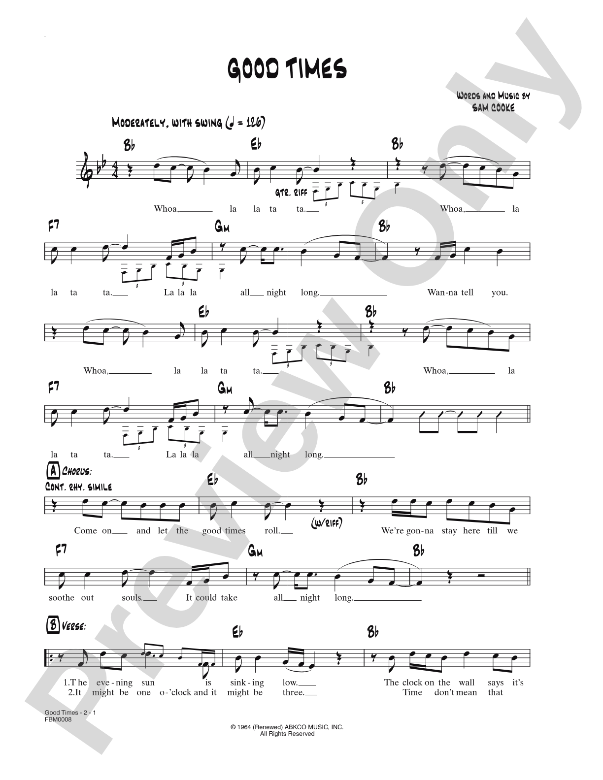 Good Times: Lead Sheet