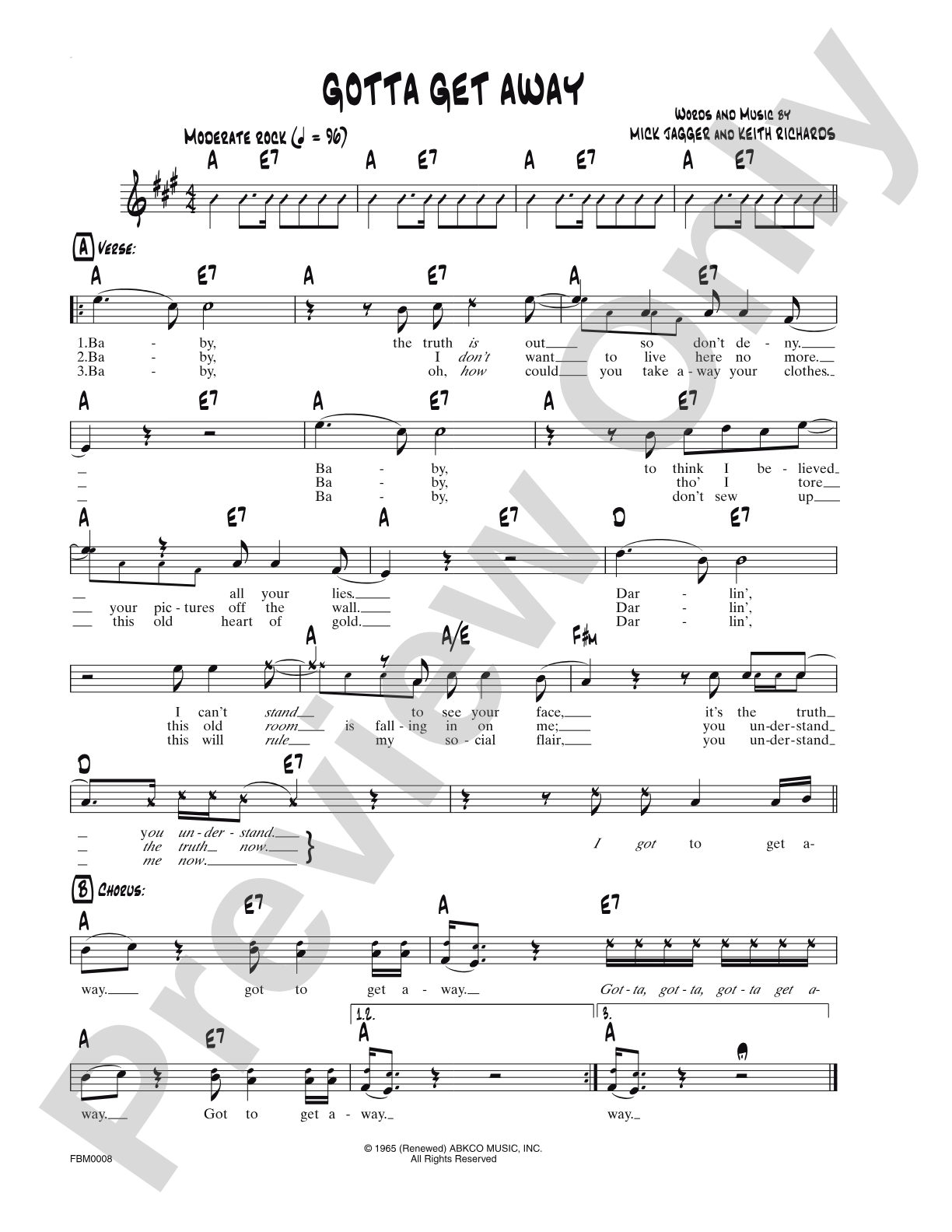 Gotta Get Away: Lead Sheet