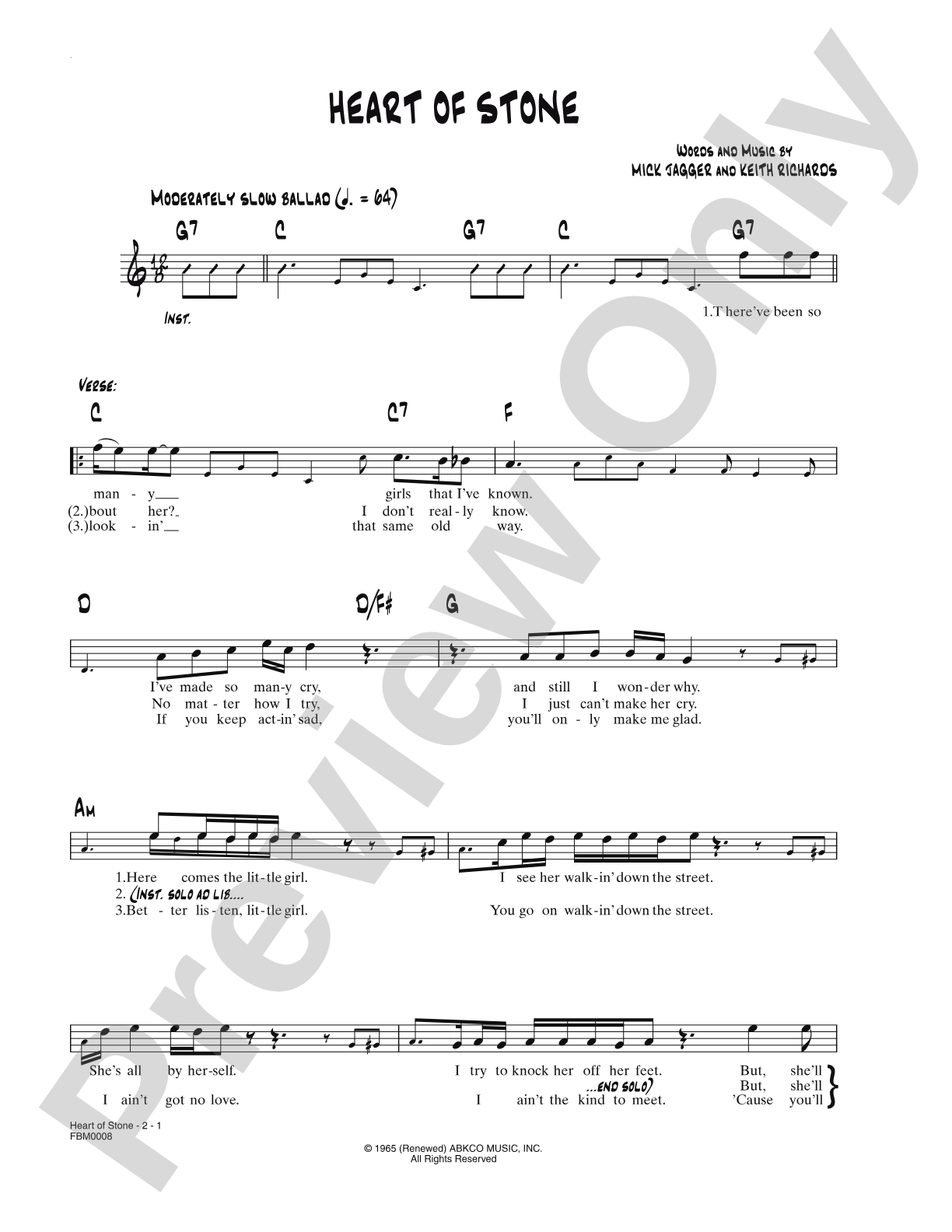 Heart of Stone: Lead Sheet
