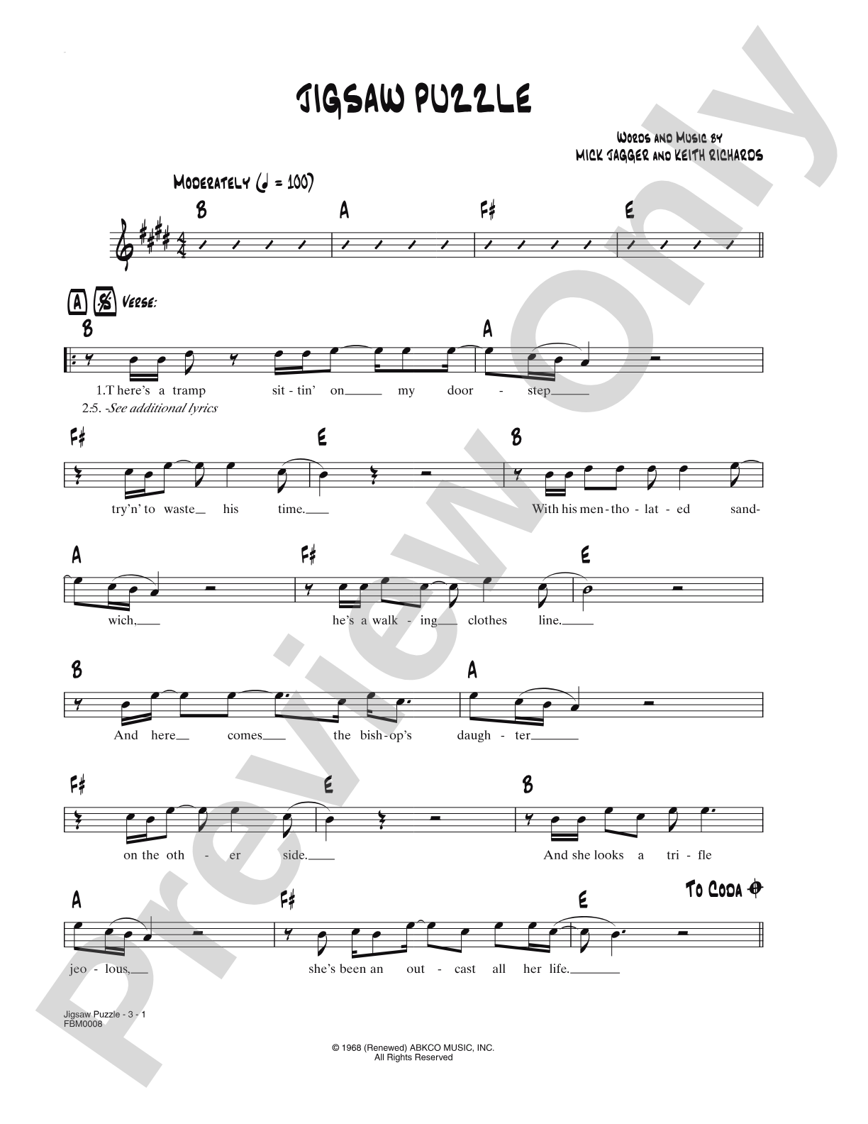 Jigsaw Puzzle: Lead Sheet