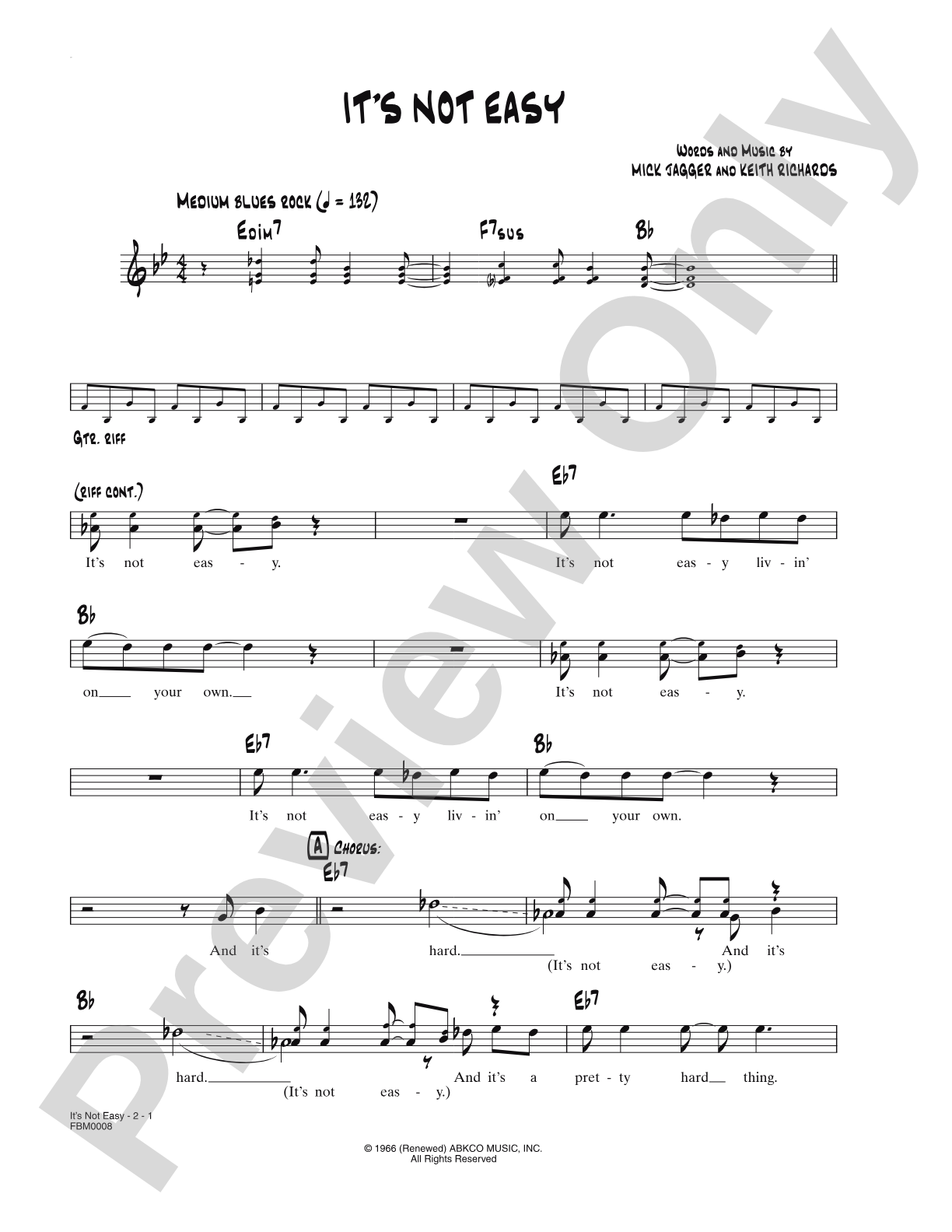 It's Not Easy: Lead Sheet